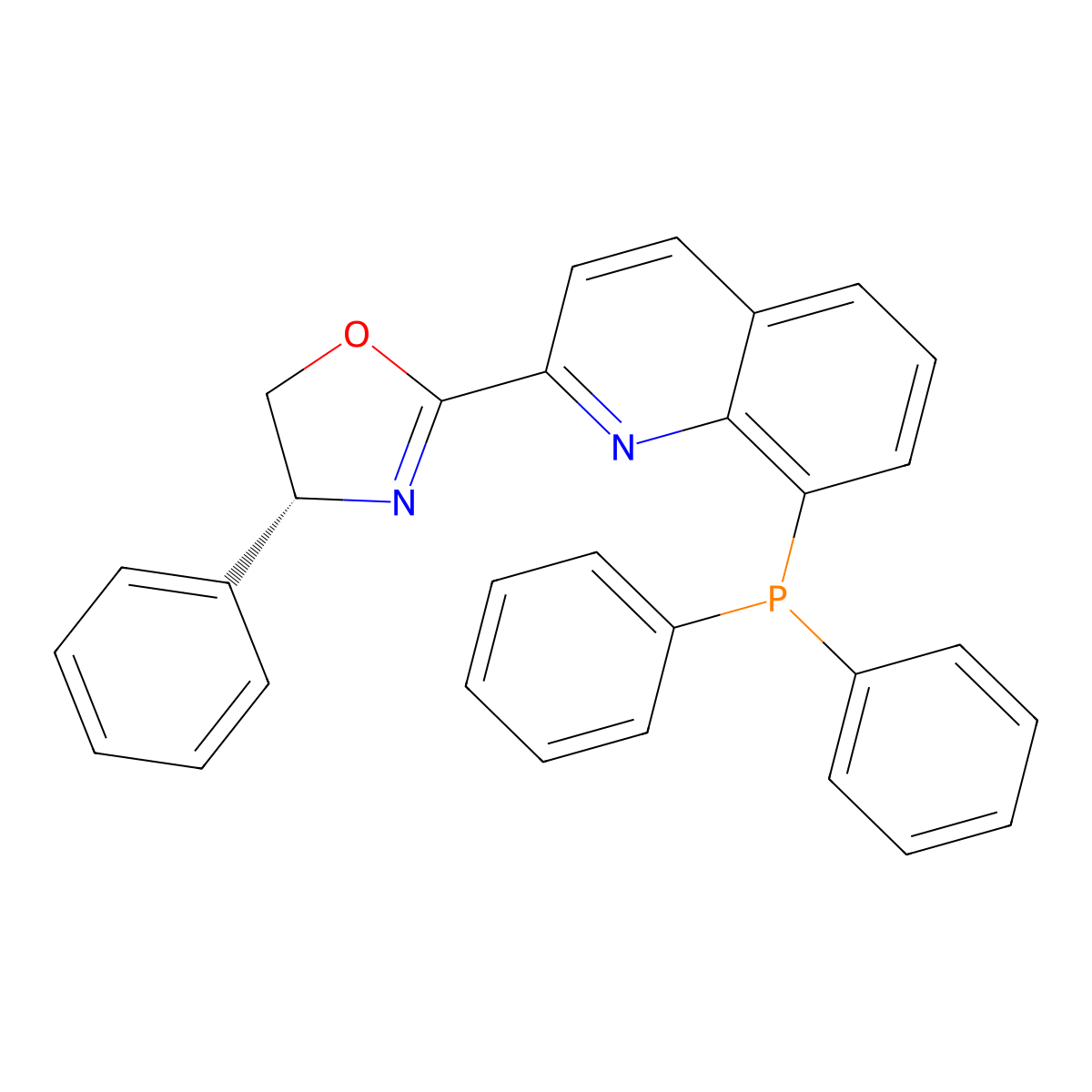 (R)-2-(8-(Diphenylphosphanyl)quinolin-2-yl)-4-phenyl-4,5-dihydrooxazole molecular structure, CAS 2757084-10-7