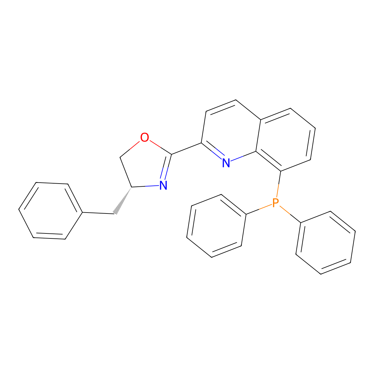(R)-4-Benzyl-2-(8-(diphenylphosphanyl)quinolin-2-yl)-4,5-dihydrooxazole molecular structure, CAS 2757084-11-8