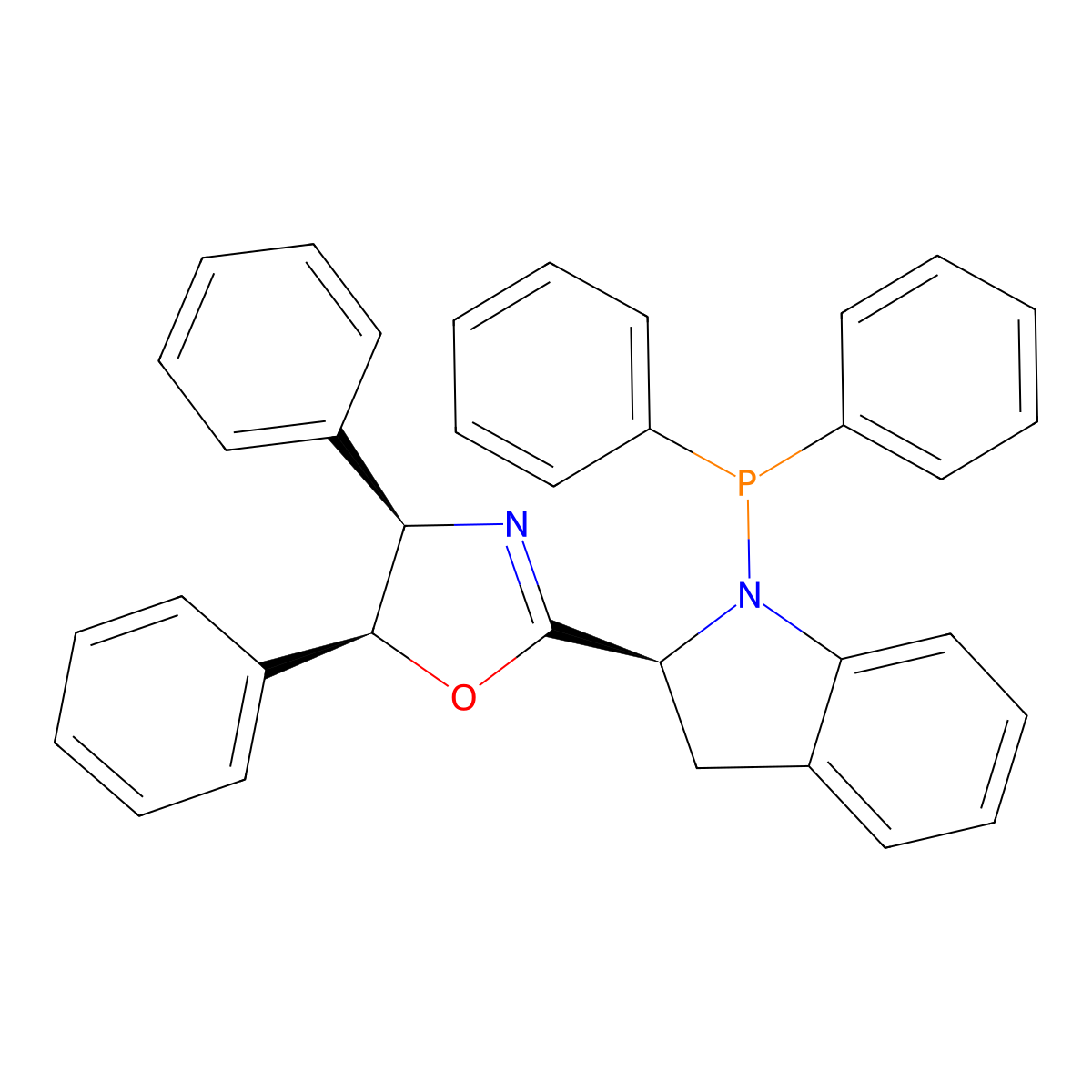 (4R,5S)-2-((S)-1-(Diphenylphosphanyl)indolin-2-yl)-4,5-diphenyl-4,5-dihydrooxazole molecular structure, CAS 2757084-23-2