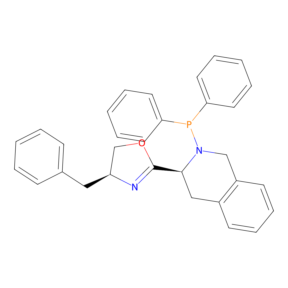 (S)-4-Benzyl-2-((S)-2-(diphenylphosphanyl)-1,2,3,4-tetrahydroisoquinolin-3-yl)-4,5-dihydrooxazole molecular structure, CAS 2757084-25-4