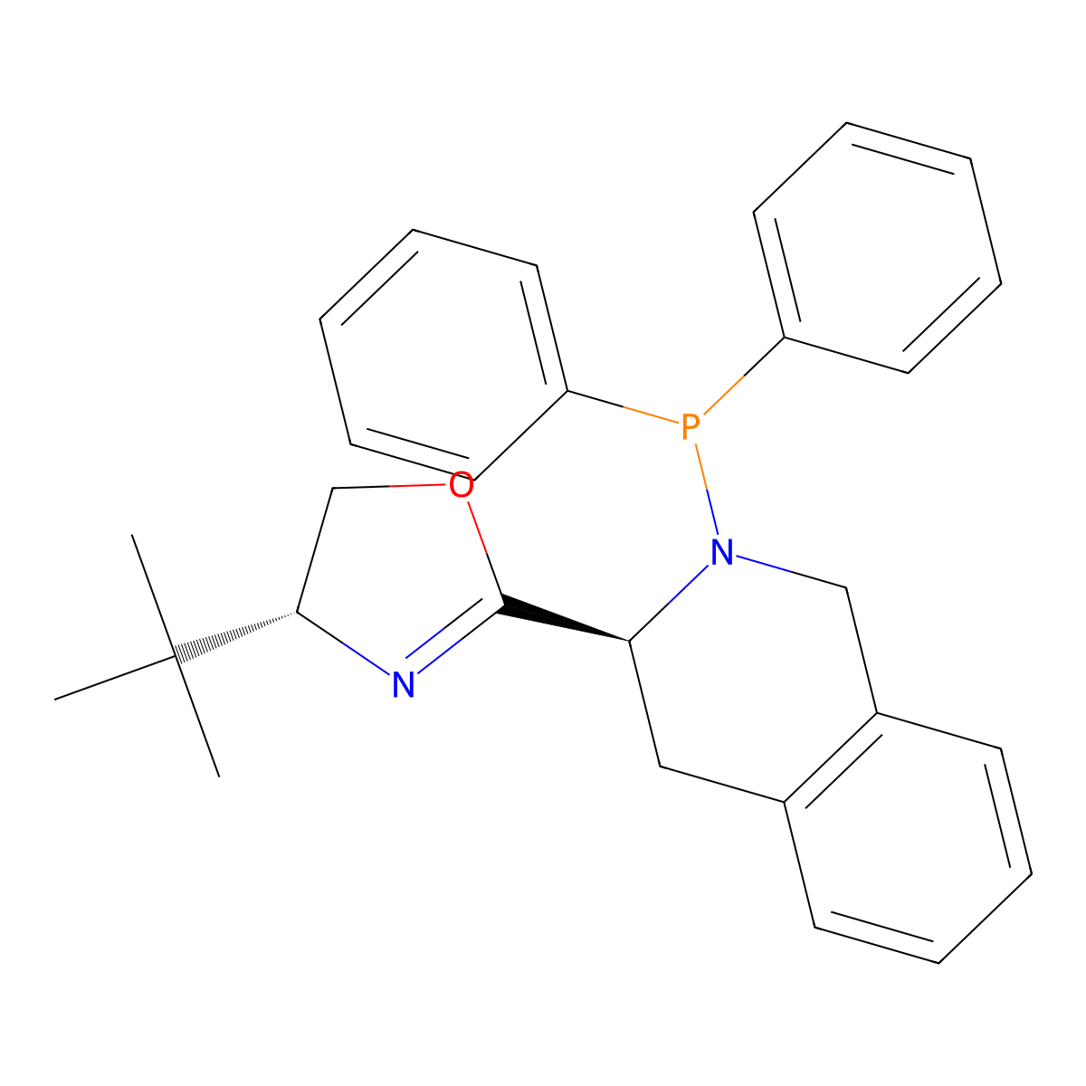 (R)-4-(tert-Butyl)-2-((S)-2-(diphenylphosphanyl)-1,2,3,4-tetrahydroisoquinolin-3-yl)-4,5-dihydrooxazole molecular structure, CAS 2757084-28-7