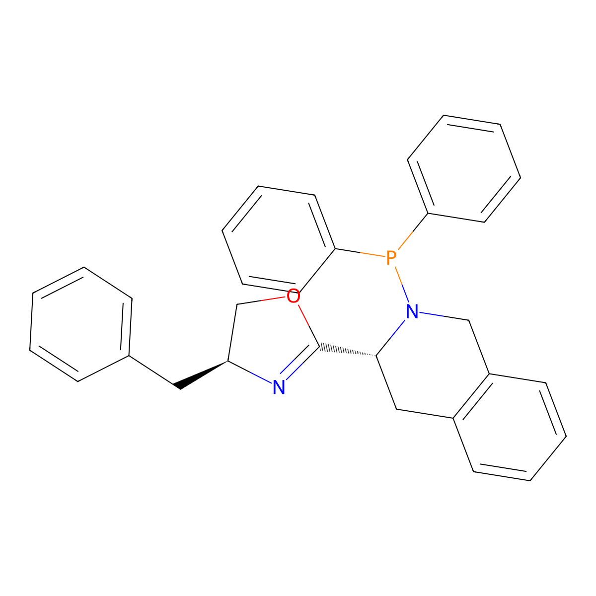(S)-4-Benzyl-2-((R)-2-(diphenylphosphanyl)-1,2,3,4-tetrahydroisoquinolin-3-yl)-4,5-dihydrooxazole molecular structure, CAS 2757084-35-6