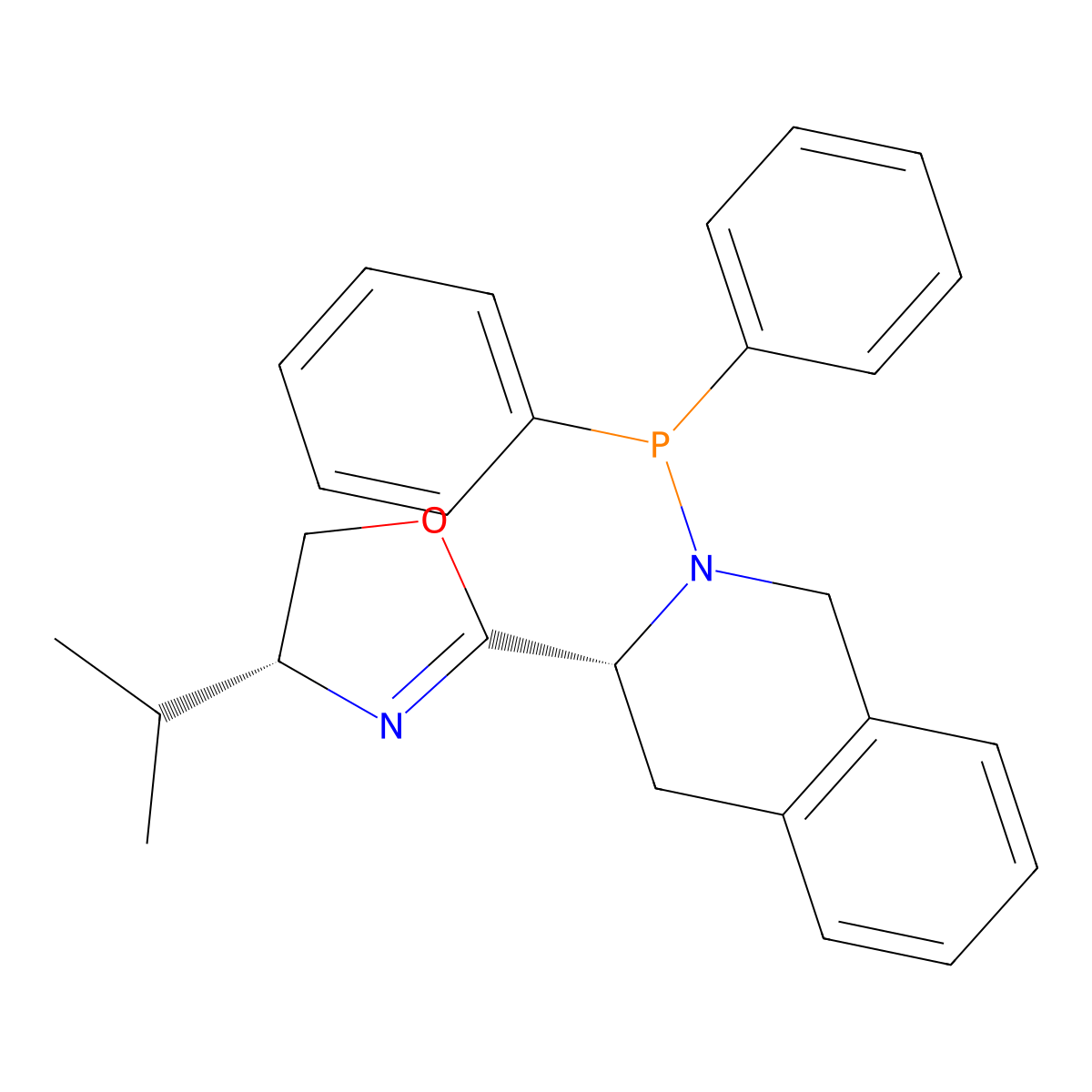 (R)-2-((R)-2-(Diphenylphosphanyl)-1,2,3,4-tetrahydroisoquinolin-3-yl)-4-isopropyl-4,5-dihydrooxazole molecular structure, CAS 2757084-38-9