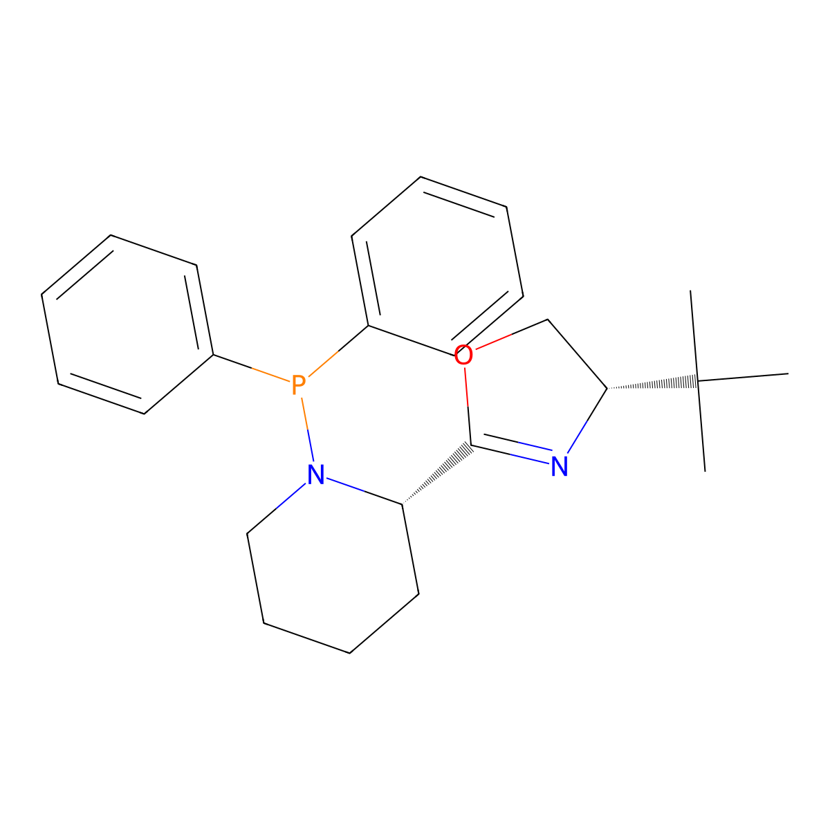 (S)-4-(tert-Butyl)-2-((S)-1-(diphenylphosphanyl)piperidin-2-yl)-4,5-dihydrooxazole molecular structure, CAS 2757084-45-8