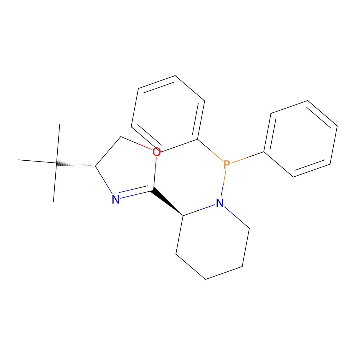(R)-4-(tert-Butyl)-2-((S)-1-(diphenylphosphanyl)piperidin-2-yl)-4,5-dihydrooxazole molecular structure, CAS 2757084-51-6