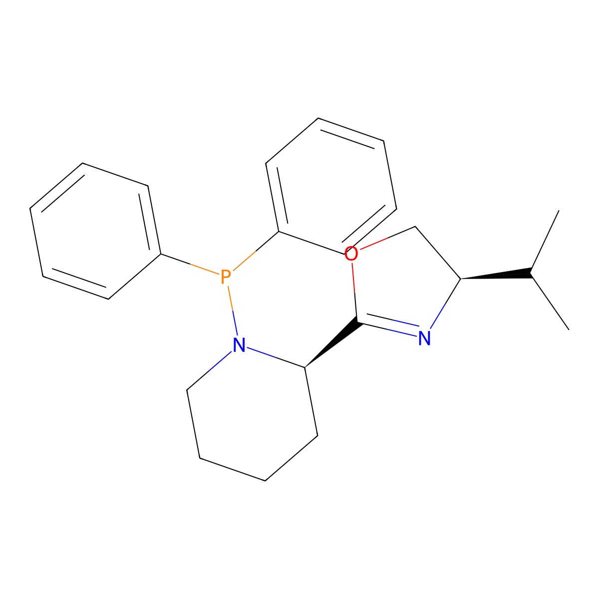 (R)-2-((R)-1-(Diphenylphosphanyl)piperidin-2-yl)-4-isopropyl-4,5-dihydrooxazole molecular structure, CAS 2757084-62-9