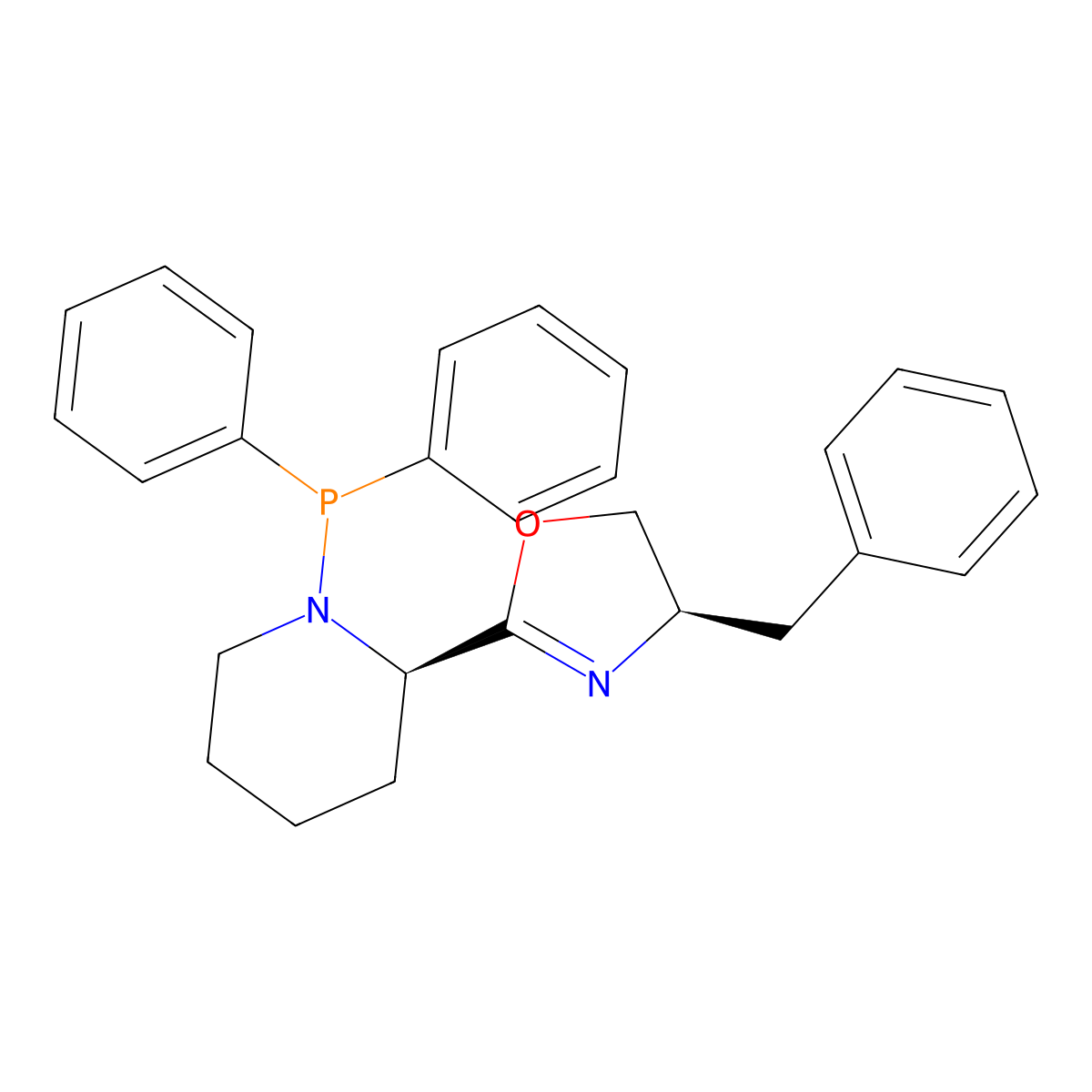 (R)-4-Benzyl-2-((R)-1-(diphenylphosphanyl)piperidin-2-yl)-4,5-dihydrooxazole molecular structure, CAS 2757084-65-2
