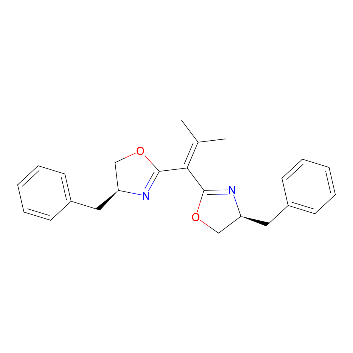 (4S,4'S)-2,2'-(2-Methylprop-1-ene-1,1-diyl)bis(4-benzyl-4,5-dihydrooxazole) molecular structure, CAS 2757084-78-7