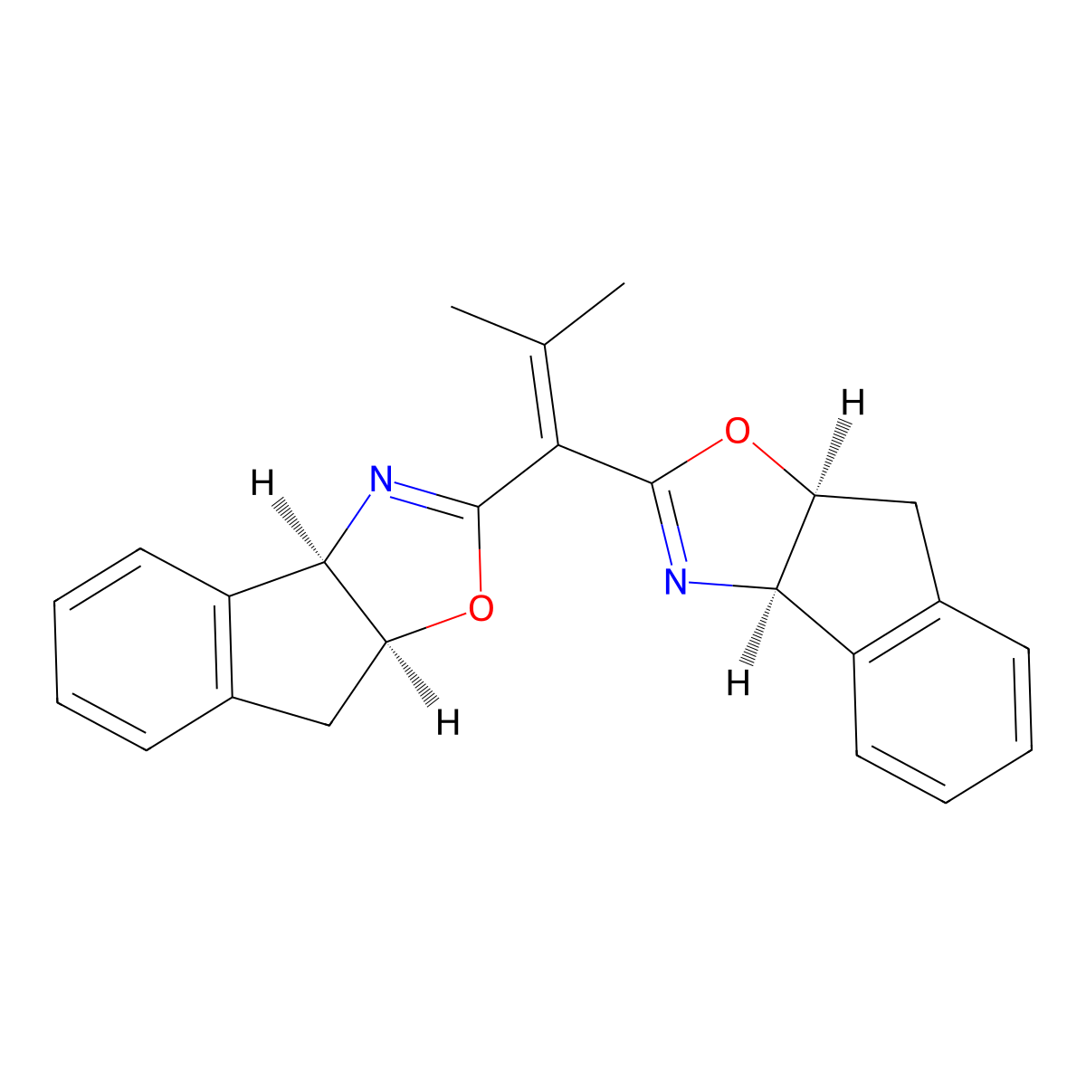 (3aR,3a'R,8aS,8a'S)-2,2'-(2-Methylprop-1-ene-1,1-diyl)bis(3a,8a-dihydro-8H-indeno[1,2-d]oxazole) molecular structure, CAS 2757084-82-3