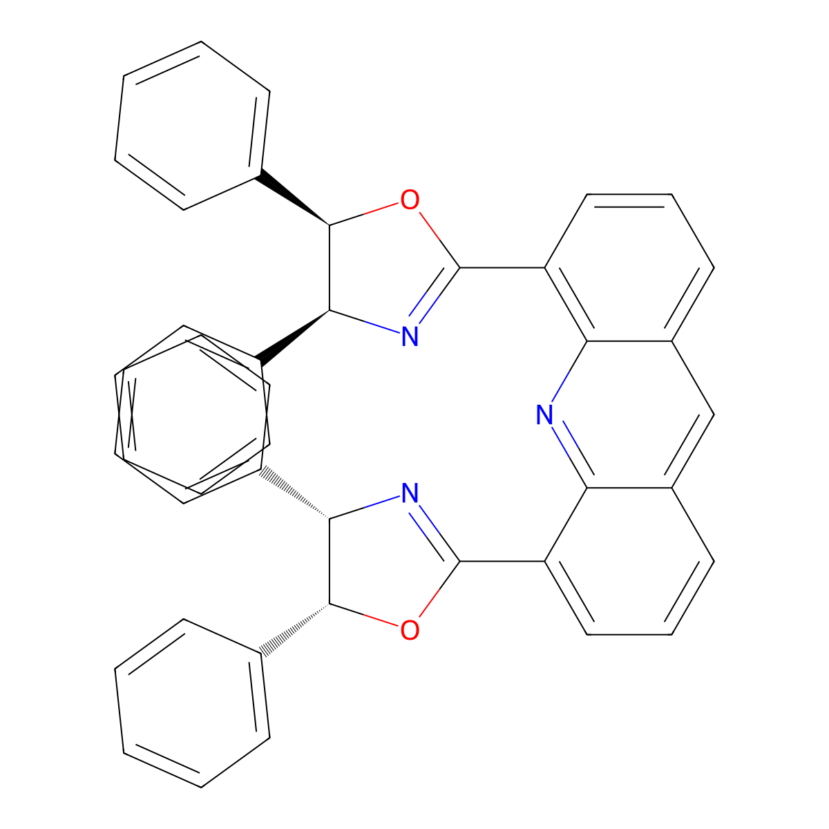 4,5-Bis((4S,5R)-4,5-diphenyl-4,5-dihydrooxazol-2-yl)acridine molecular structure, CAS 2757084-89-0