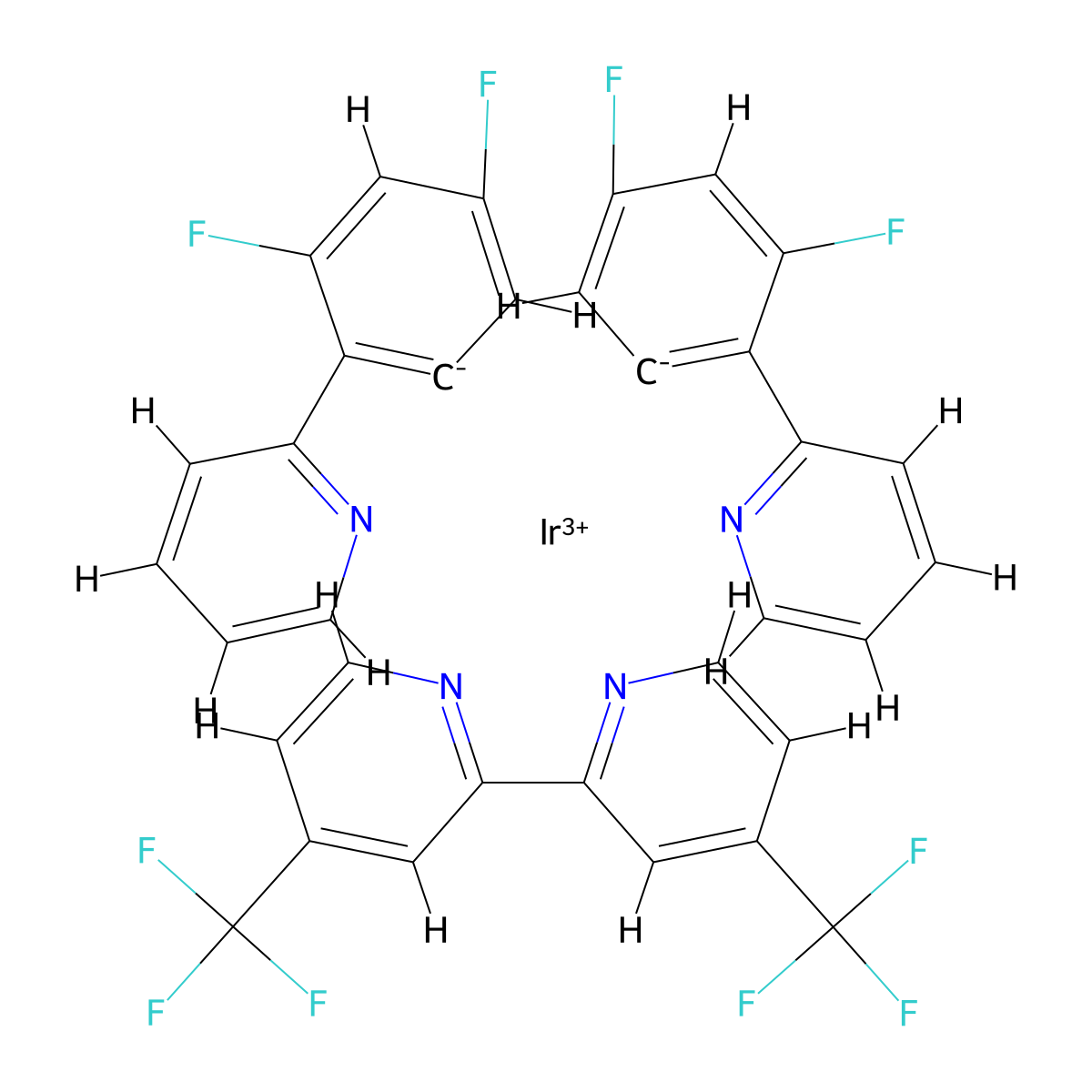 [4,4'-Bis-trifluoromethyl]bis[2-(2,4-difluorophenyl)pyridine]iridium(III) hexafluorophosphate molecular structure, CAS 2757084-97-0