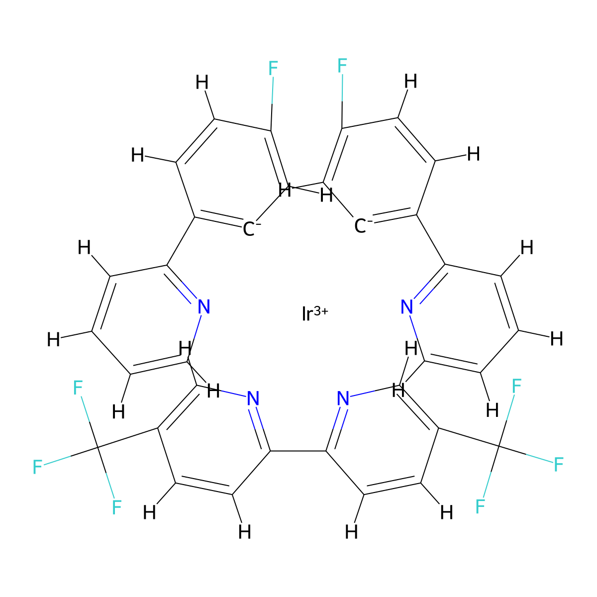 [5,5'-Bis-trifluoromethyl]bis[(4-fluorophenyl)pyridine]iridium(III) hexafluorophosphate molecular structure, CAS 2757085-03-1