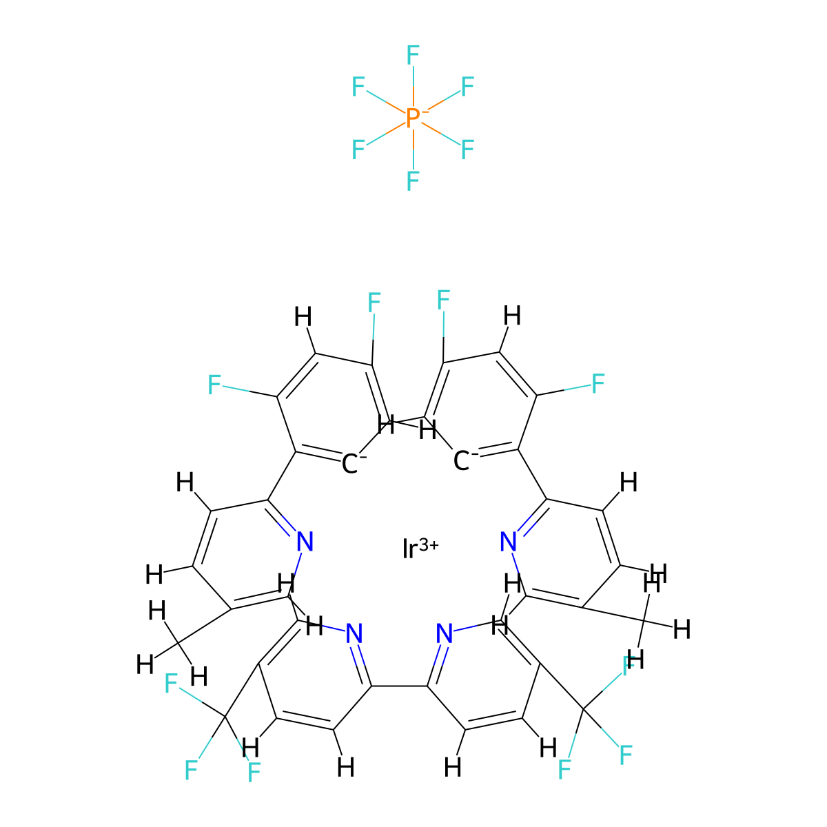 [4,4'-Bis-trifluoromethyl]bis[(2,4-difluoro-2-(5-methyl-2-pyridinyl)phenyl]iridium(III) hexafluorophosphate molecular structure, CAS 2757085-07-5