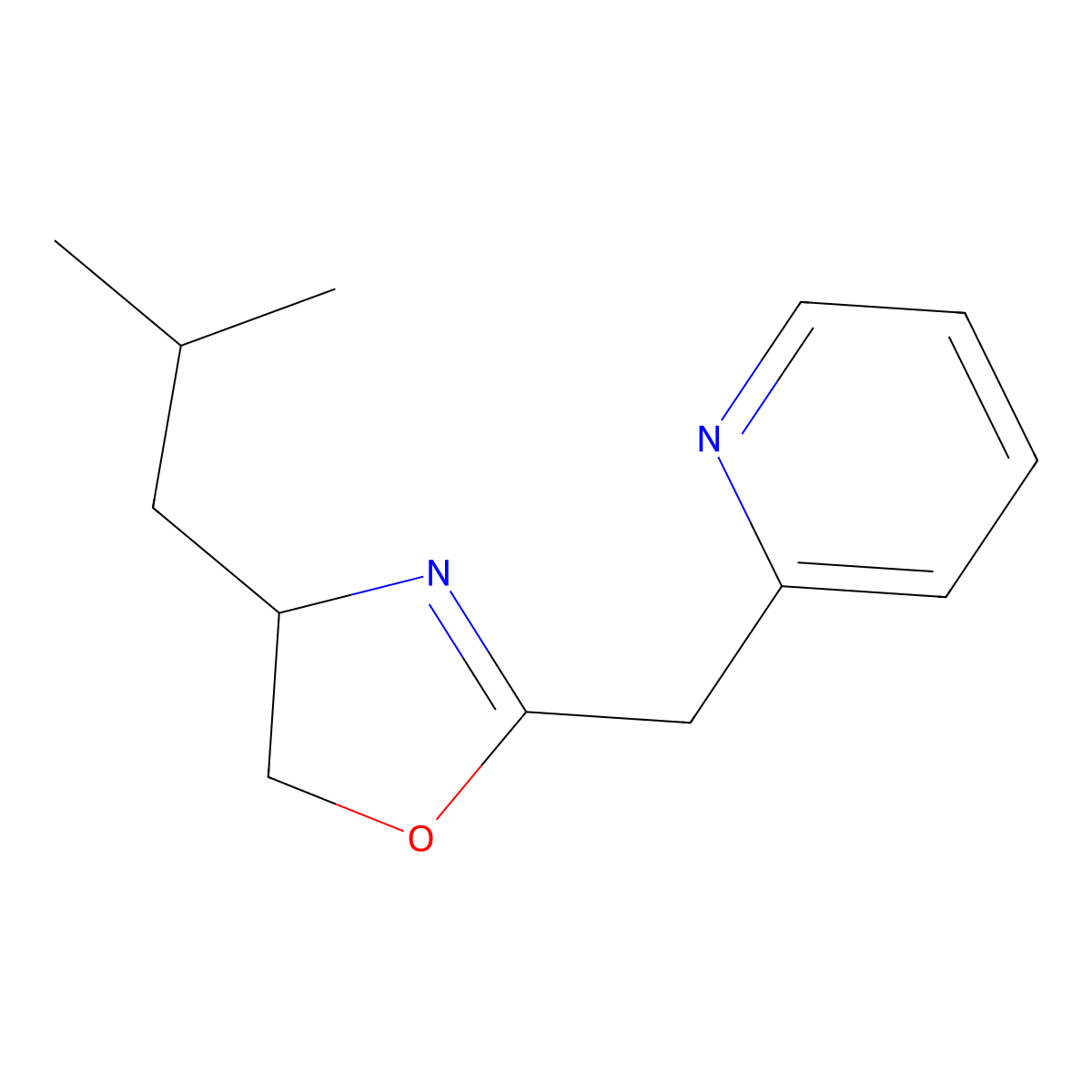 (R)-4-Isobutyl-2-(pyridin-2-ylmethyl)-4,5-dihydrooxazole molecular structure, CAS 2757085-19-9