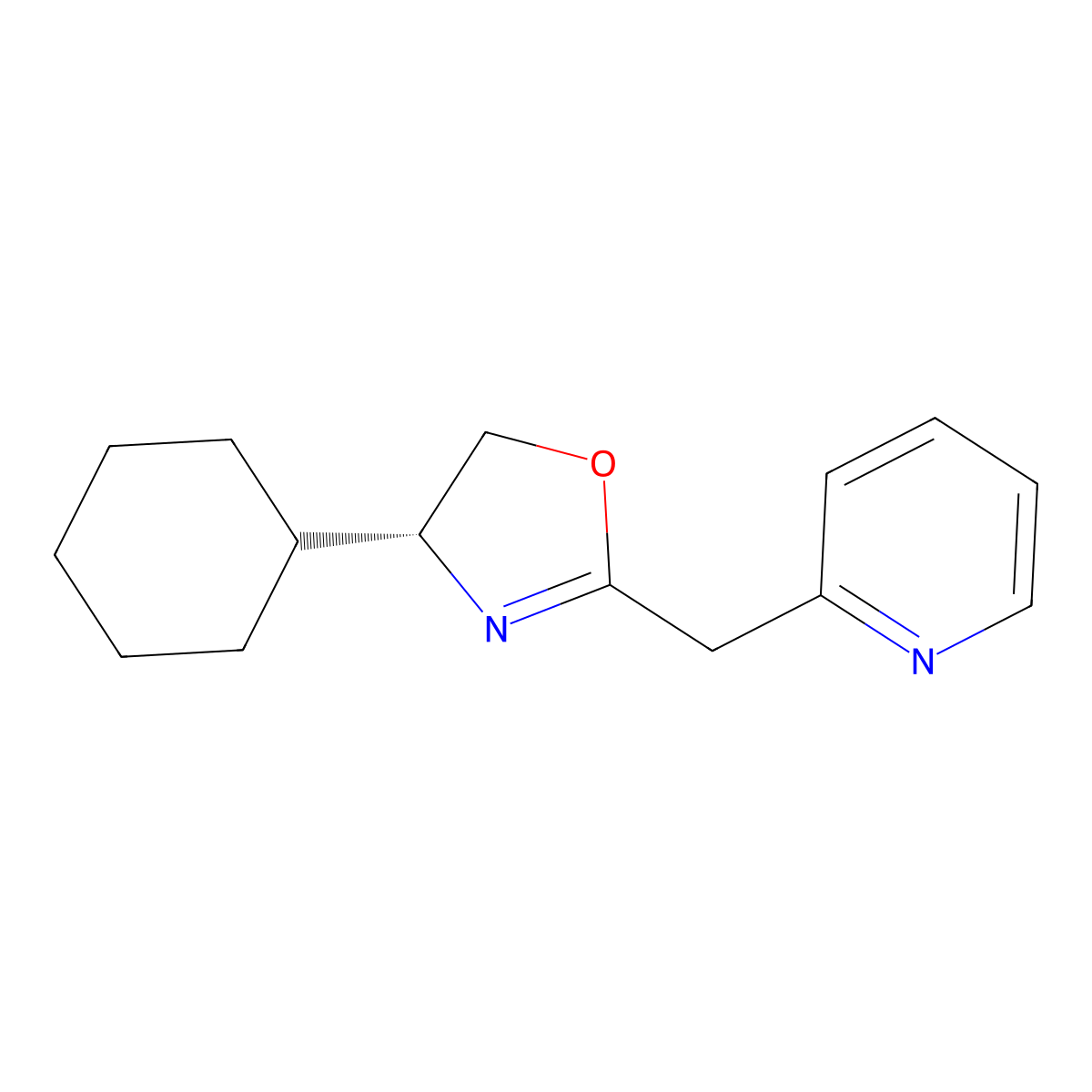 (R)-4-Cyclohexyl-2-(pyridin-2-ylmethyl)-4,5-dihydrooxazole molecular structure, CAS 2757085-21-3