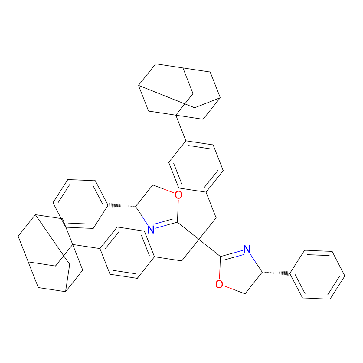 (4R,4'R)-2,2'-(1,3-Bis(4-(adamantan-1-yl)phenyl)propane-2,2-diyl)bis(4-phenyl-4,5-dihydrooxazole) molecular structure, CAS 2757085-41-7