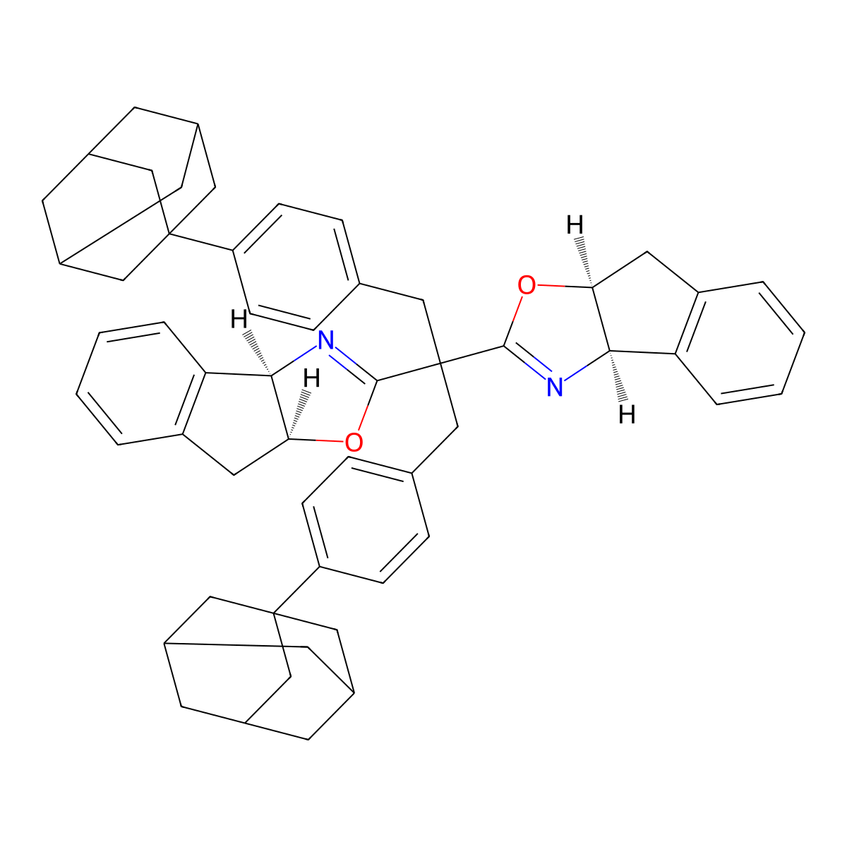 (3aR,3a'R,8aS,8a'S)-2,2'-(1,3-Bis(4-(adamantan-1-yl)phenyl)propane-2,2-diyl)bis(3a,8a-dihydro-8H-indeno[1,2-d]oxazole) molecular structure, CAS 2757085-49-5