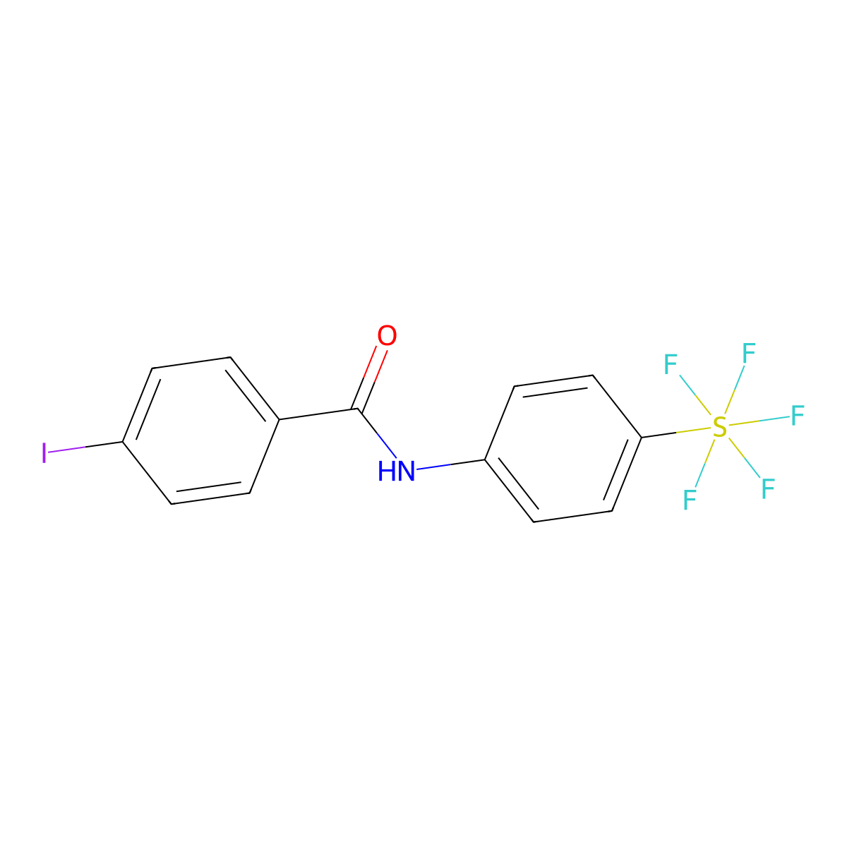 4-Iodo-N-(4-(pentafluoro-l6-sulfanyl)phenyl)benzamide molecular structure, CAS 2757085-55-3