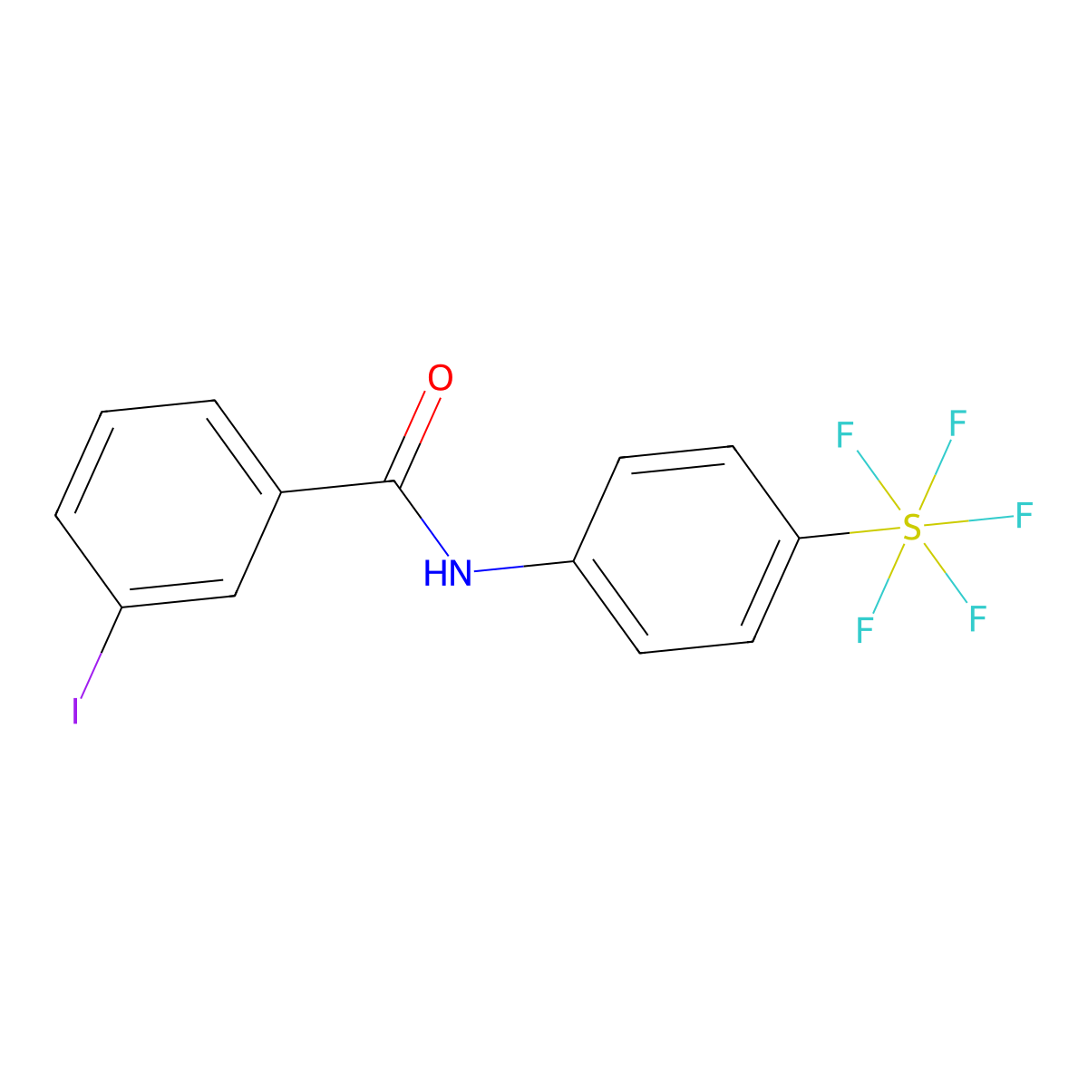 3-Iodo-N-(4-(pentafluoro-l6-sulfanyl)phenyl)benzamide molecular structure, CAS 2757085-57-5