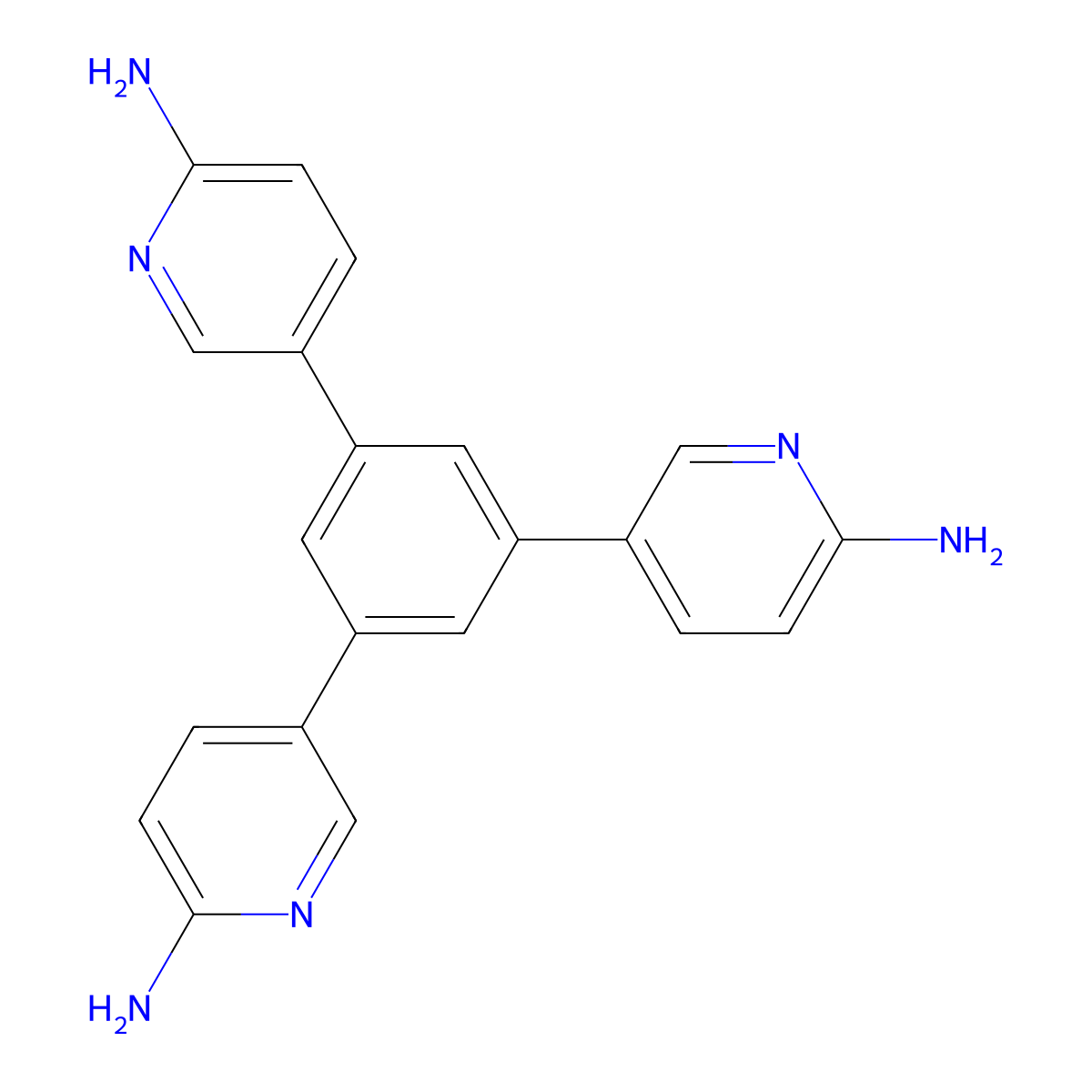 5,5',5''-(Benzene-1,3,5-triyl)tris(pyridin-2-amine) molecular structure, CAS 2757085-59-7