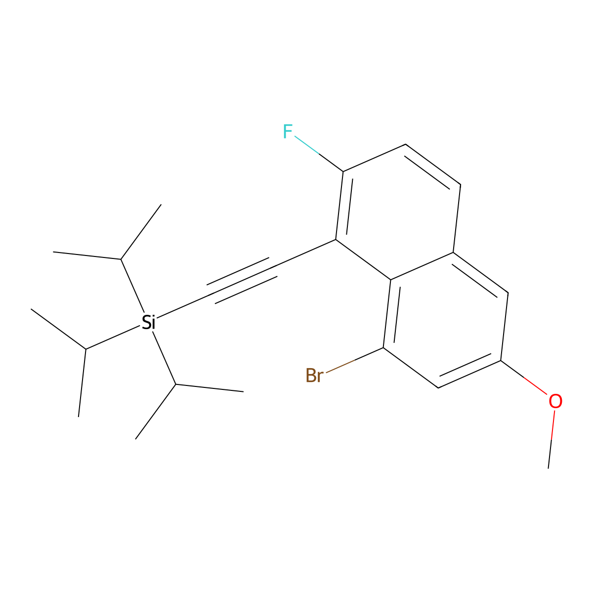 ((8-Bromo-2-fluoro-6-methoxynaphthalen-1-yl)ethynyl)triisopropylsilane molecular structure, CAS 2757097-47-3