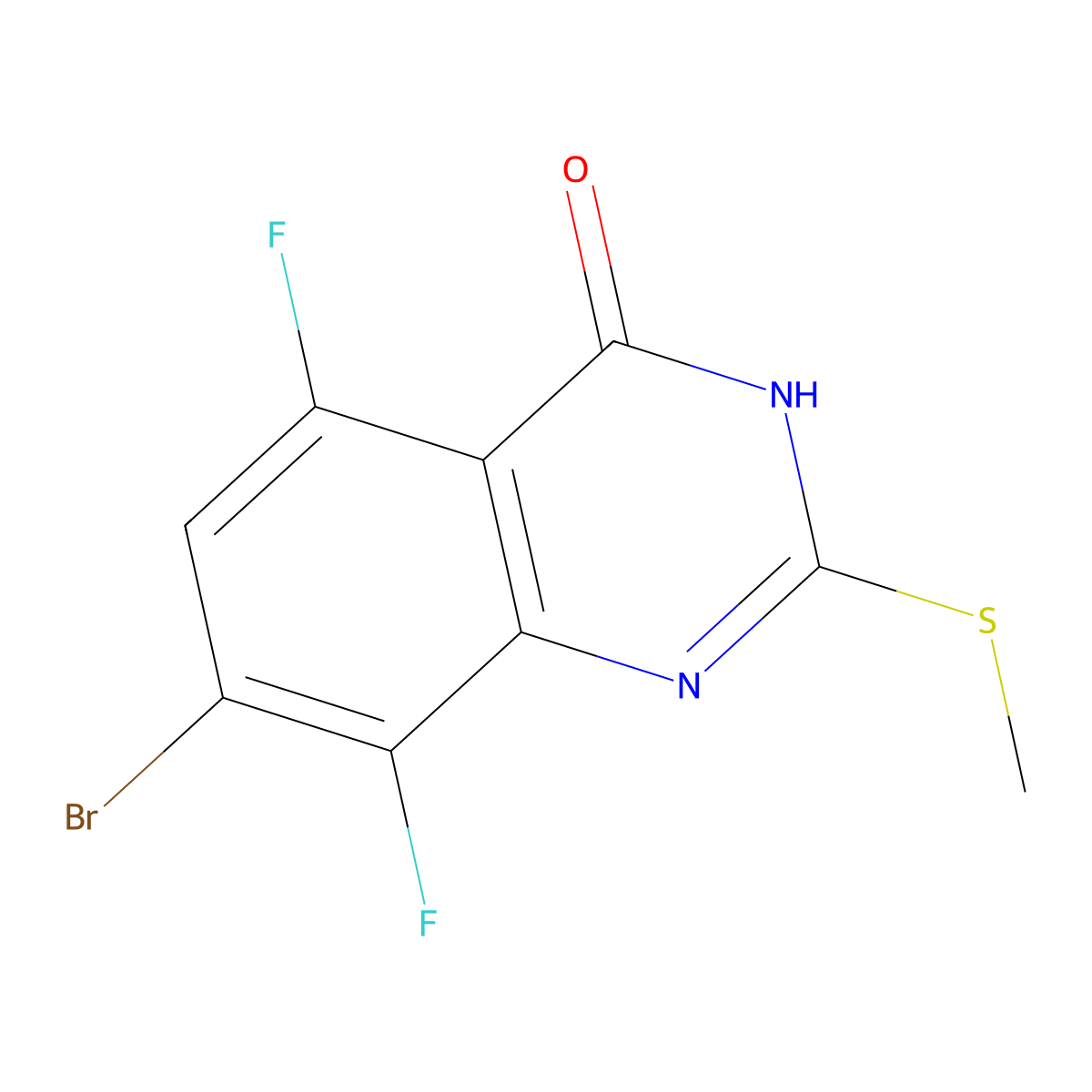 7-Bromo-5,8-difluoro-2-(methylthio)quinazolin-4(3H)-one molecular structure, CAS 2757097-61-1