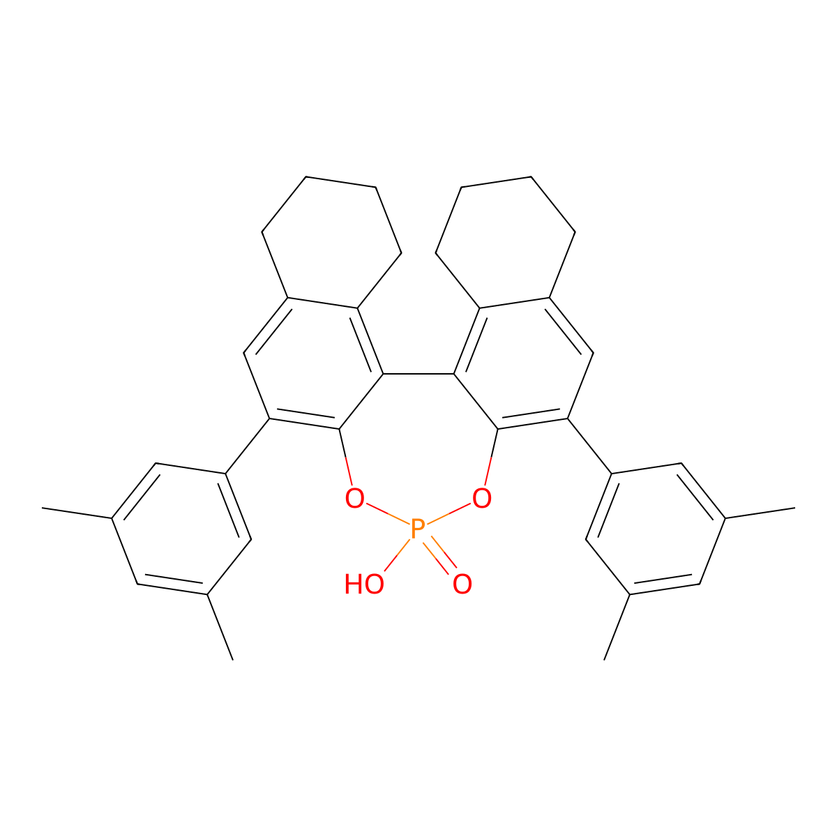(11bS)-2,6-Bis(3,5-dimethylphenyl)-4-hydroxy-8,9,10,11,12,13,14,15-octahydrodinaphtho[2,1-d:1',2'-f][1,3,2]dioxaphosphepine 4-oxide molecular structure, CAS 2757287-28-6
