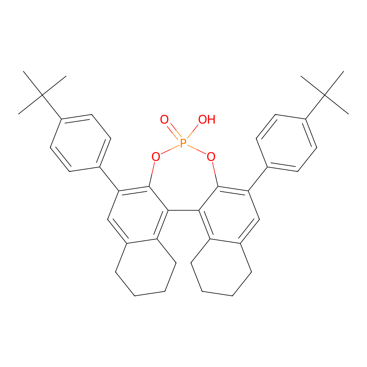 (11bS)-2,6-Bis(4-(tert-butyl)phenyl)-4-hydroxy-8,9,10,11,12,13,14,15-octahydrodinaphtho[2,1-d:1',2'-f][1,3,2]dioxaphosphepine 4-oxide molecular structure, CAS 2757287-30-0