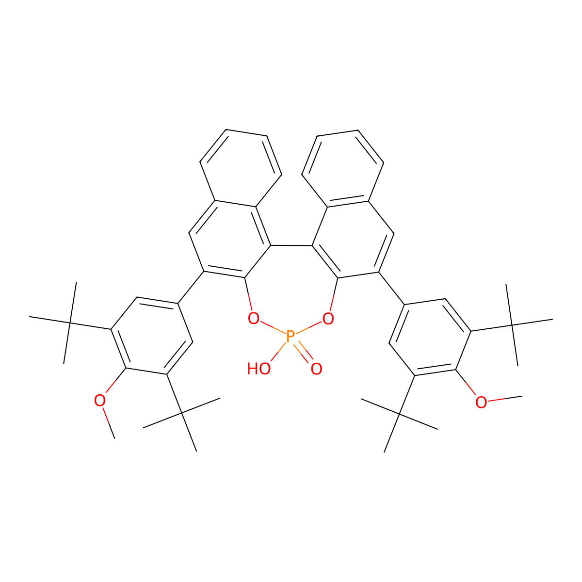 (11bS)-2,6-Bis[3,5-bis(1,1-dimethylethyl)-4-methoxyphenyl]-4-hydroxy-4-oxide-dinaphtho[2,1-d:1',2'-f][1,3,2]dioxaphosphepin molecular structure, CAS 2757287-50-4