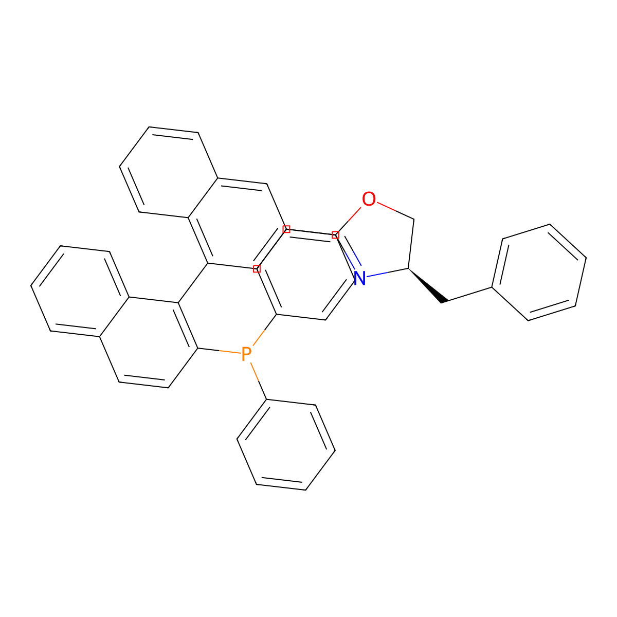 (R)-4-Benzyl-2-((S)-2'-(diphenylphosphanyl)-[1,1'-binaphthalen]-3-yl)-4,5-dihydrooxazole molecular structure, CAS 2757287-73-1