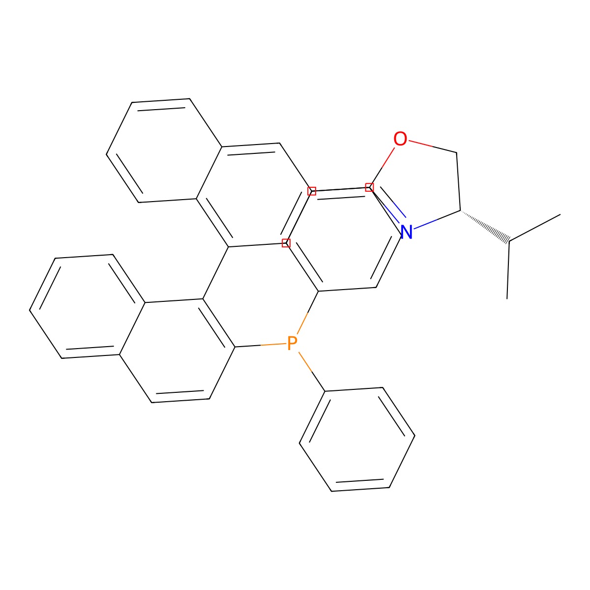 (S)-2-((R)-2'-(Diphenylphosphanyl)-[1,1'-binaphthalen]-3-yl)-4-isopropyl-4,5-dihydrooxazole molecular structure, CAS 2757287-94-6