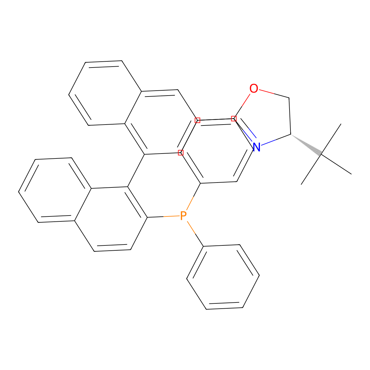 (S)-4-(tert-Butyl)-2-((R)-2'-(diphenylphosphanyl)-[1,1'-binaphthalen]-3-yl)-4,5-dihydrooxazole molecular structure, CAS 2757287-95-7