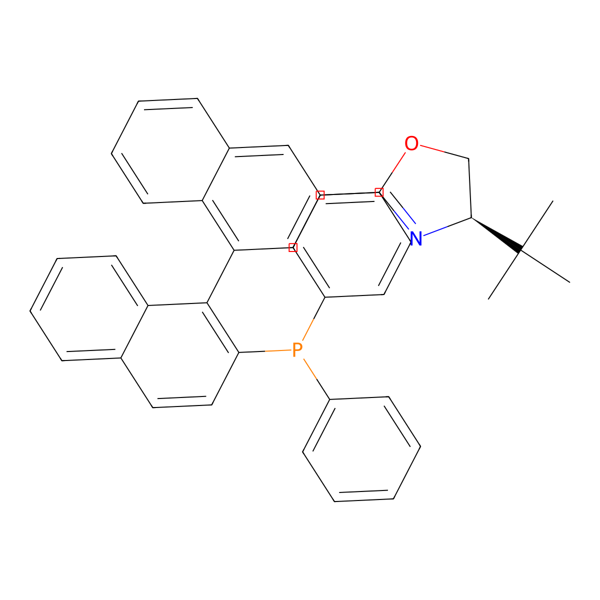 (R)-4-(tert-Butyl)-2-((R)-2'-(diphenylphosphanyl)-[1,1'-binaphthalen]-3-yl)-4,5-dihydrooxazole molecular structure, CAS 2757288-30-3