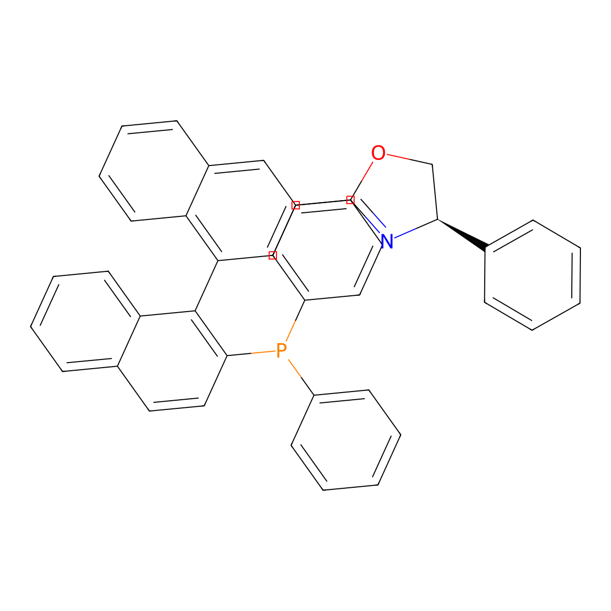 (R)-2-((R)-2'-(Diphenylphosphanyl)-[1,1'-binaphthalen]-3-yl)-4-phenyl-4,5-dihydrooxazole molecular structure, CAS 2757288-31-4