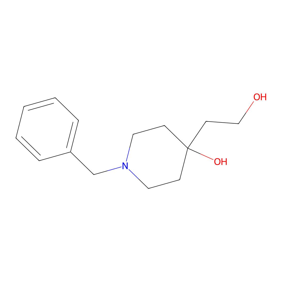 1-Benzyl-4-(2-hydroxyethyl)piperidin-4-ol molecular structure, CAS 27573-97-3