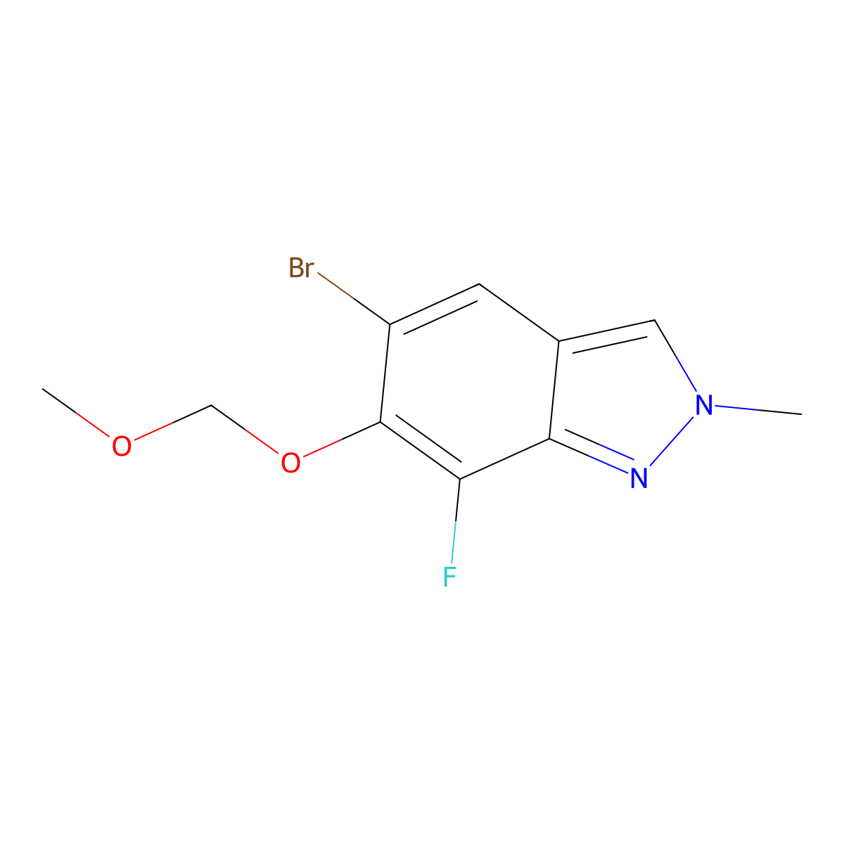 5-Bromo-7-fluoro-6-(methoxymethoxy)-2-methyl-2H-indazole molecular structure, CAS 2757319-86-9