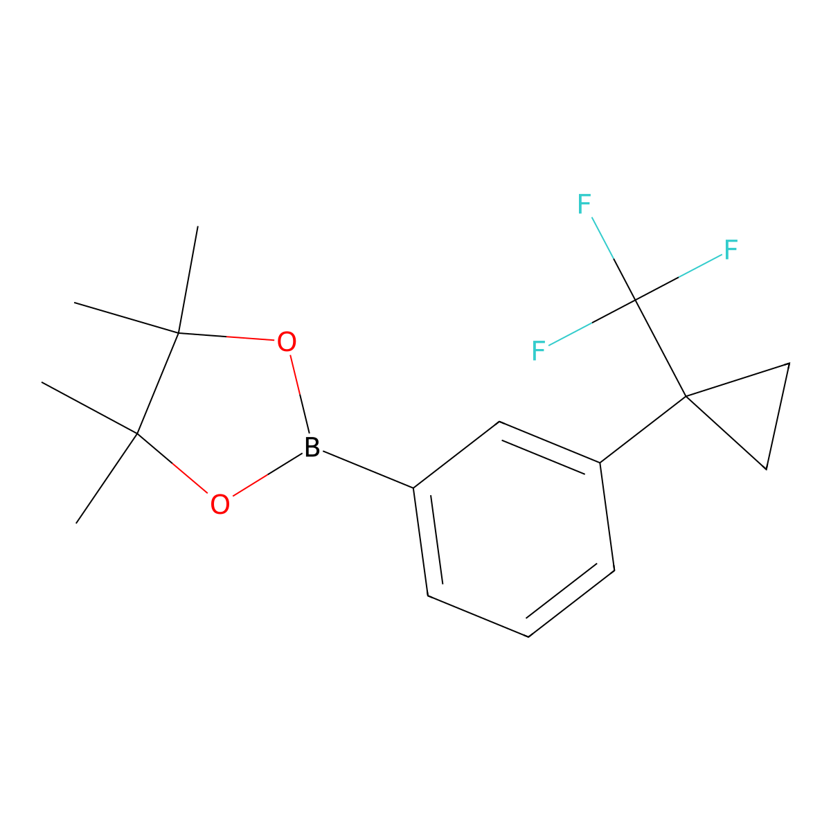 4,4,5,5-Tetramethyl-2-{3-[1-(trifluoromethyl)cyclopropyl]phenyl}-1,3,2-dioxaborolane molecular structure, CAS 2757328-20-2