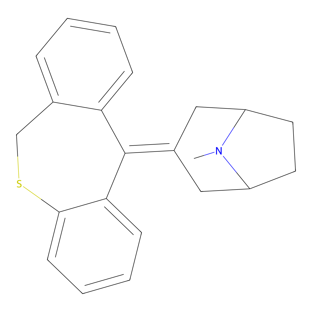 3-(6H-benzo[c][1]benzothiepin-11-ylidene)-8-methyl-8-azabicyclo[3.2.1]octane molecular structure, CAS 27574-24-9
