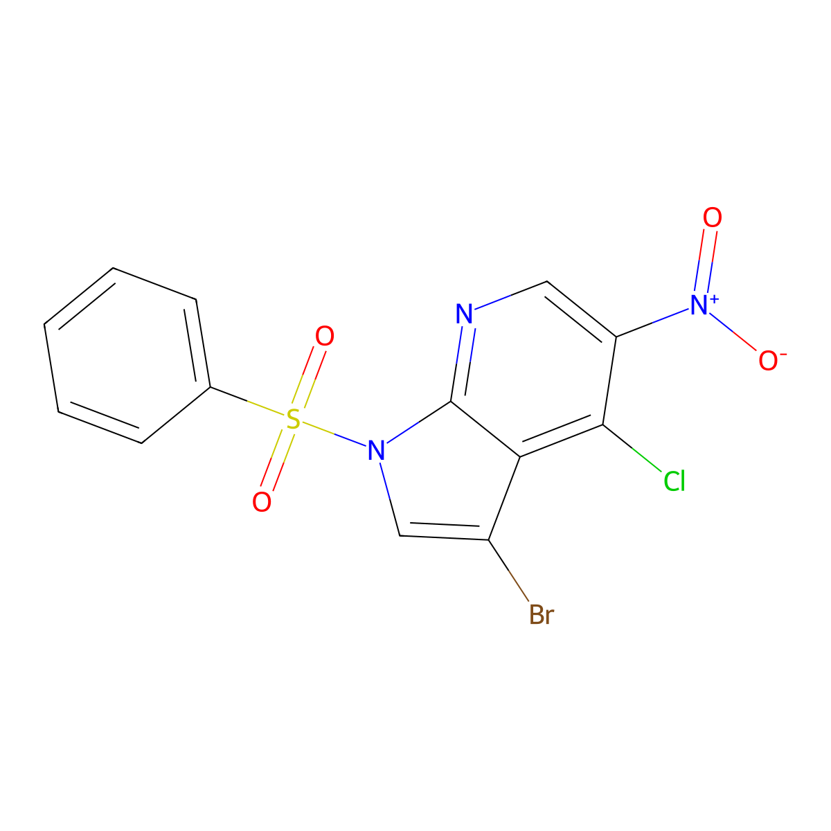 1-(Benzenesulfonyl)-3-bromo-4-chloro-5-nitro-pyrrolo[2,3-B]pyridine molecular structure, CAS 2757551-02-1
