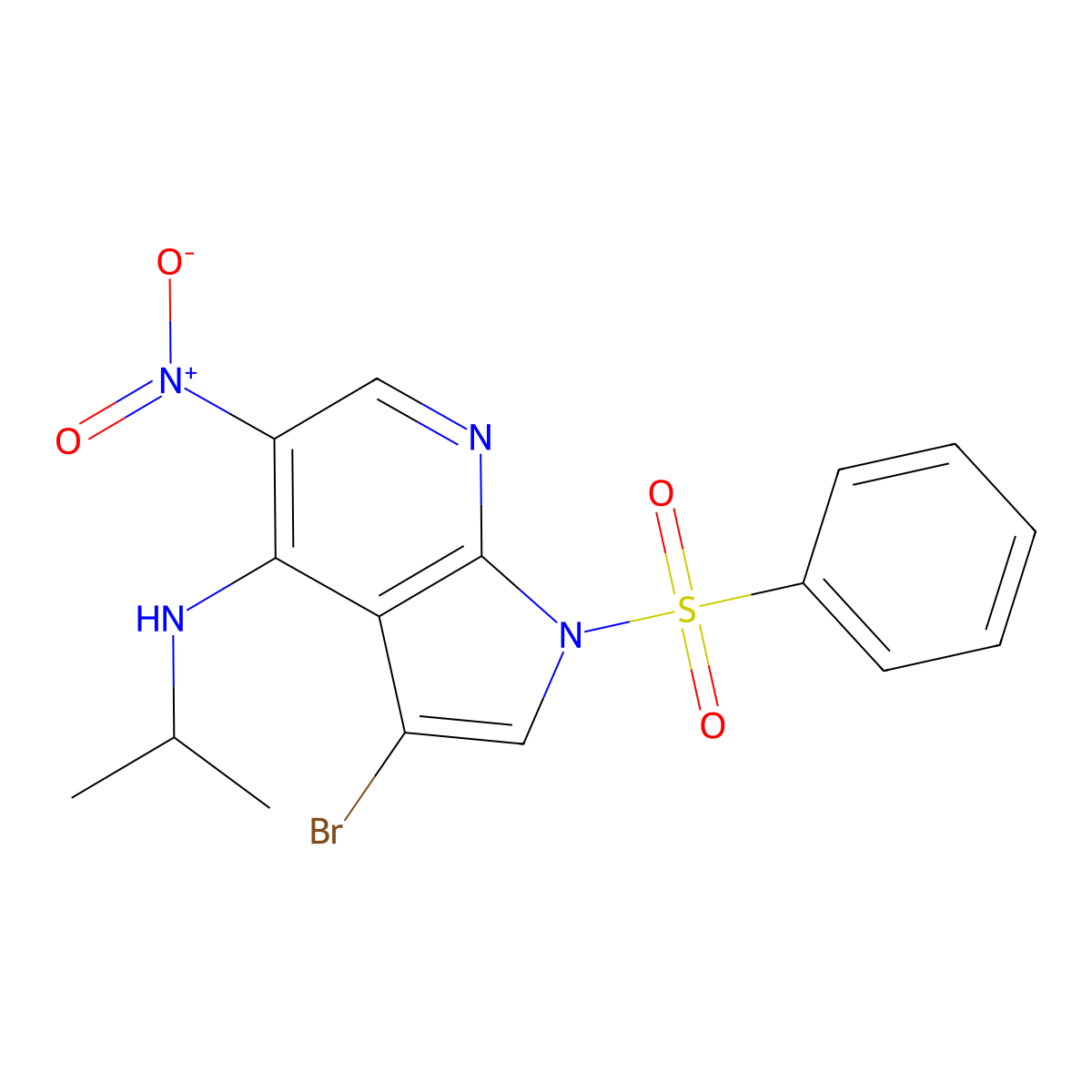 1-(benzenesulfonyl)-3-bromo-N-isopropyl-5-nitropyrrolo[2,3-b]pyridin-4-amine molecular structure, CAS 2757551-03-2