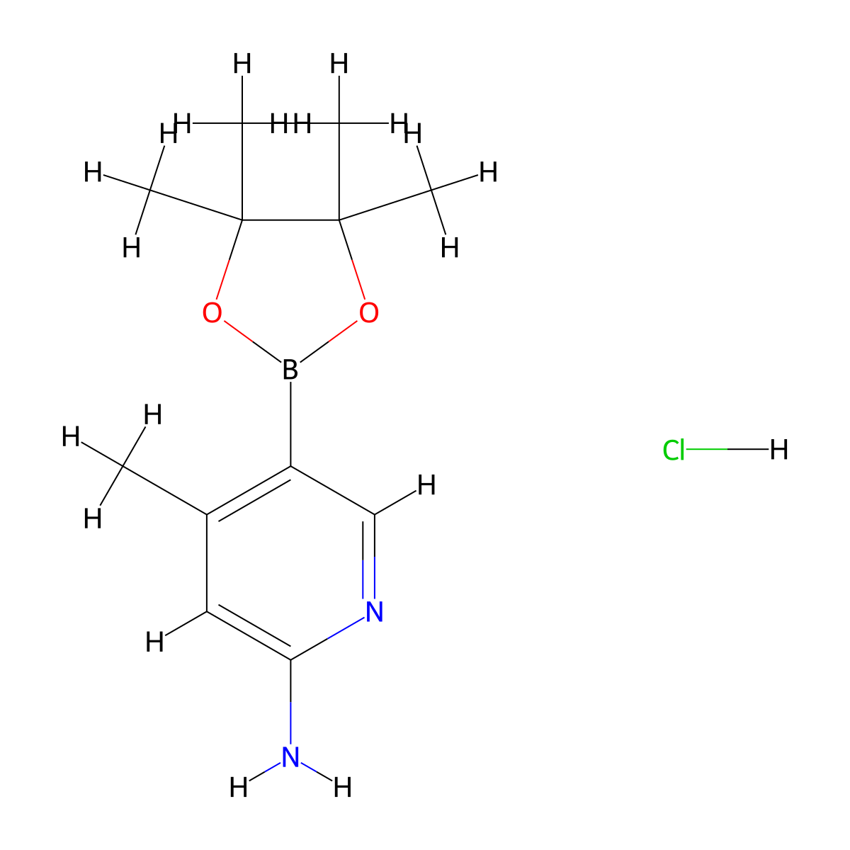 4-Methyl-5-(4,4,5,5-tetramethyl-1,3,2-dioxaborolan-2-yl)-2-pyridinamine hydrochloride molecular structure, CAS 2757620-26-9
