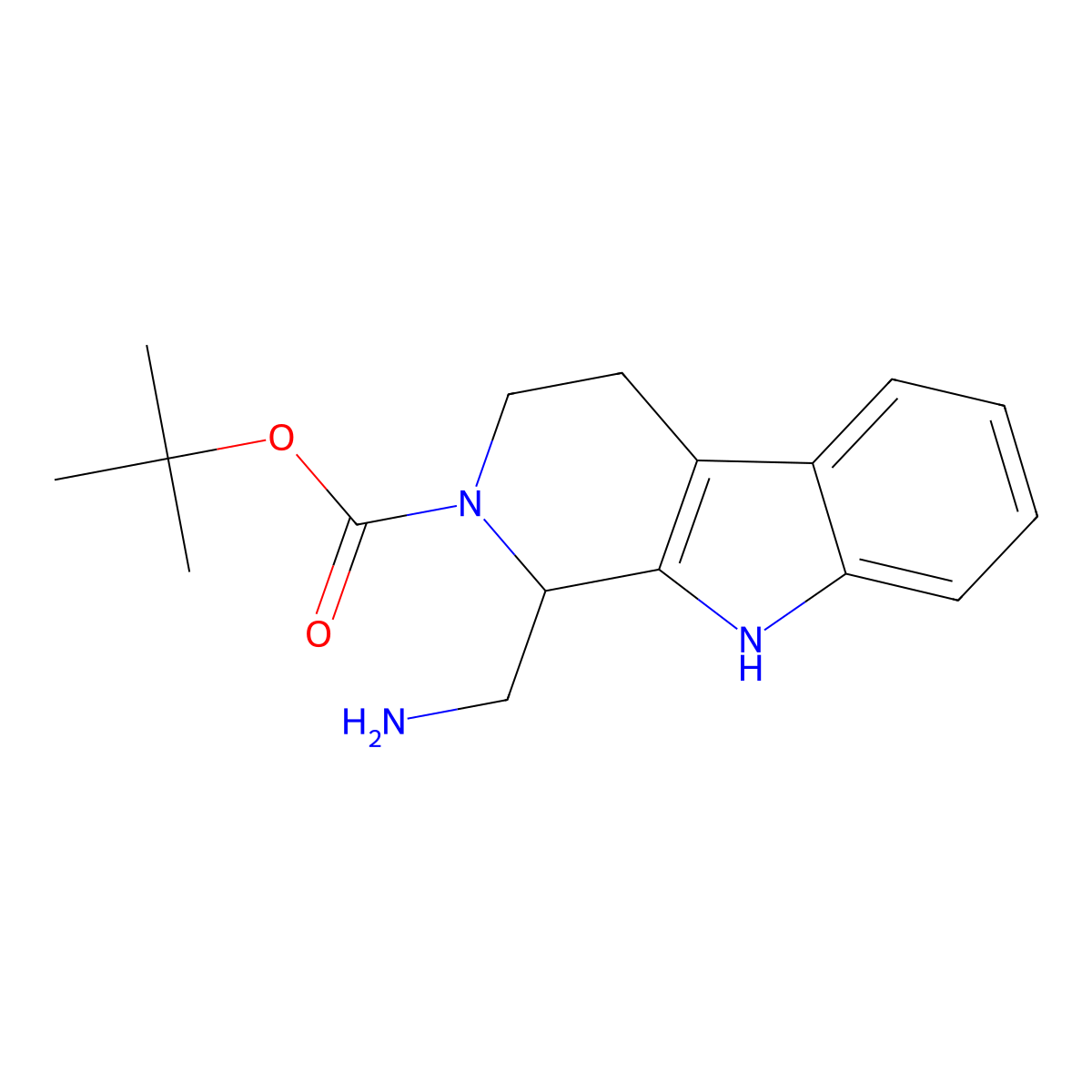 tert-butyl (S)-1-(aminomethyl)-1,3,4,9-tetrahydro-2H-pyrido[3,4-b]indole-2-carboxylate molecular structure, CAS 2757691-35-1