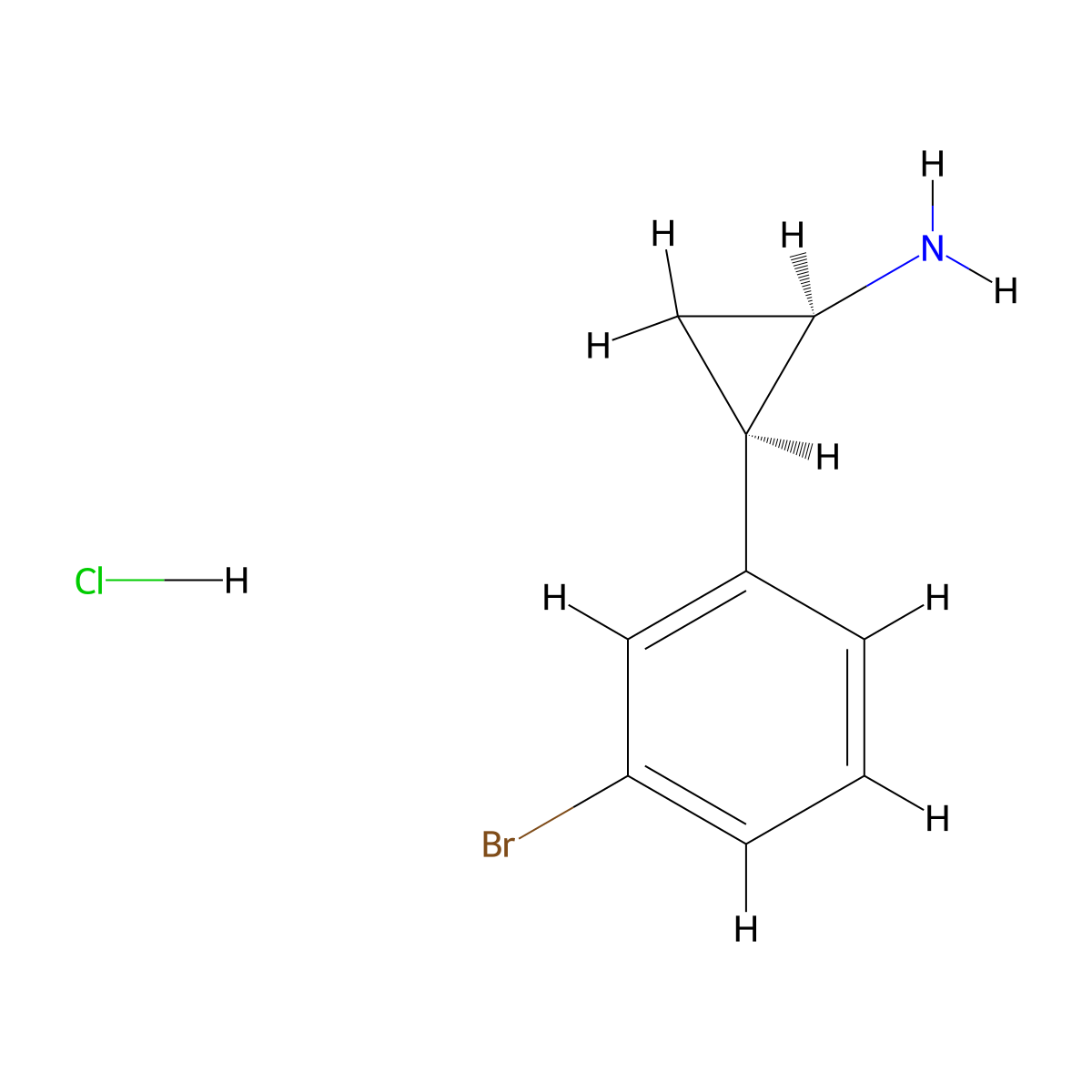 (1R,2R)-2-(3-Bromophenyl)cyclopropan-1-amine hydrochloride molecular structure, CAS 2757691-36-2