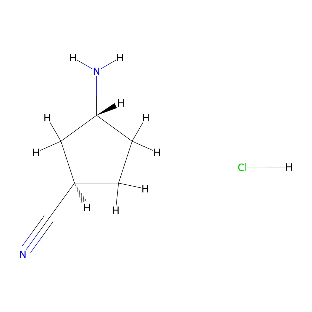 (1R,3R)-3-Aminocyclopentane-1-carbonitrile hcl molecular structure, CAS 2757691-89-5