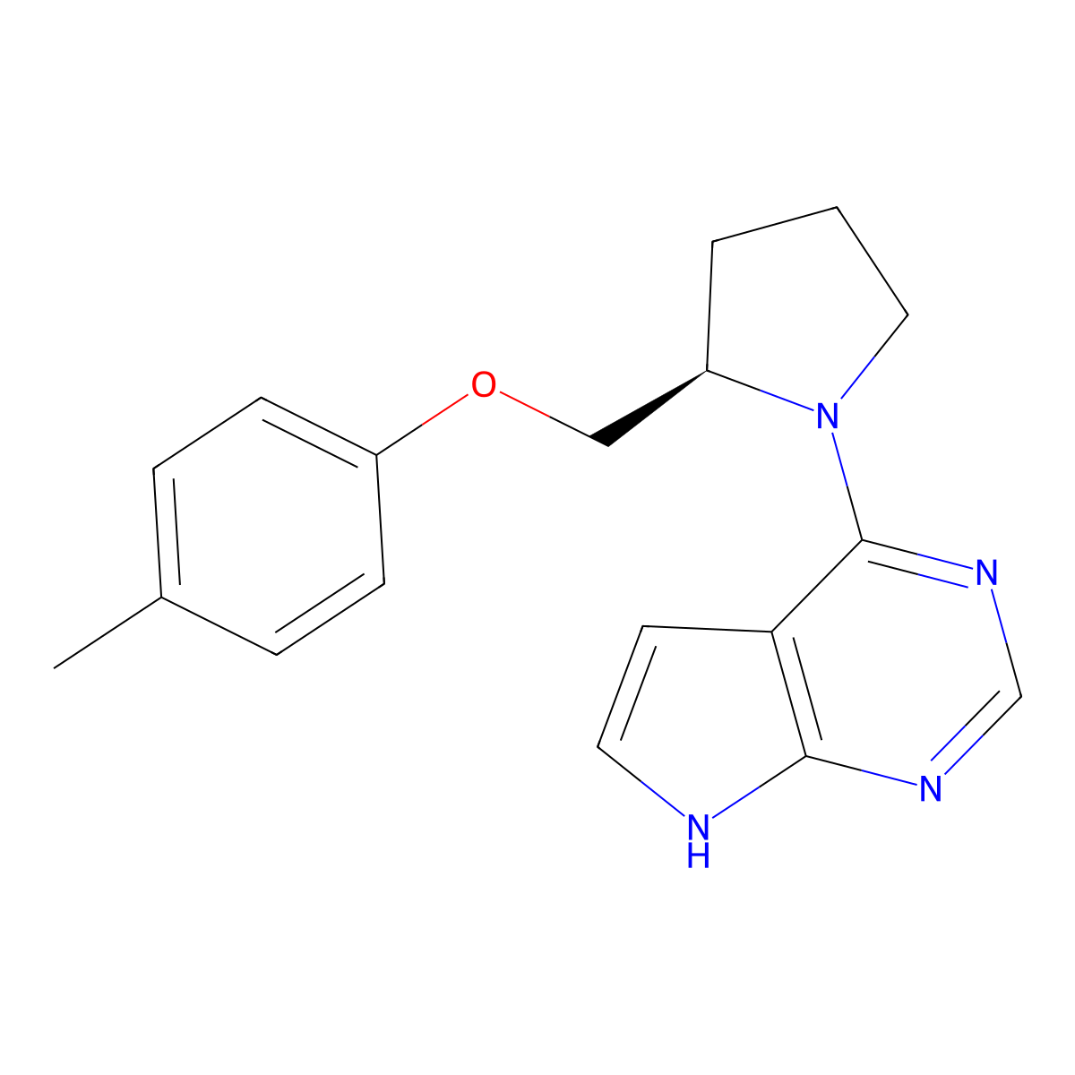 (R)-4-(2-((p-Tolyloxy)methyl)pyrrolidin-1-yl)-7H-pyrrolo[2,3-d]pyrimidine molecular structure, CAS 2757697-86-0