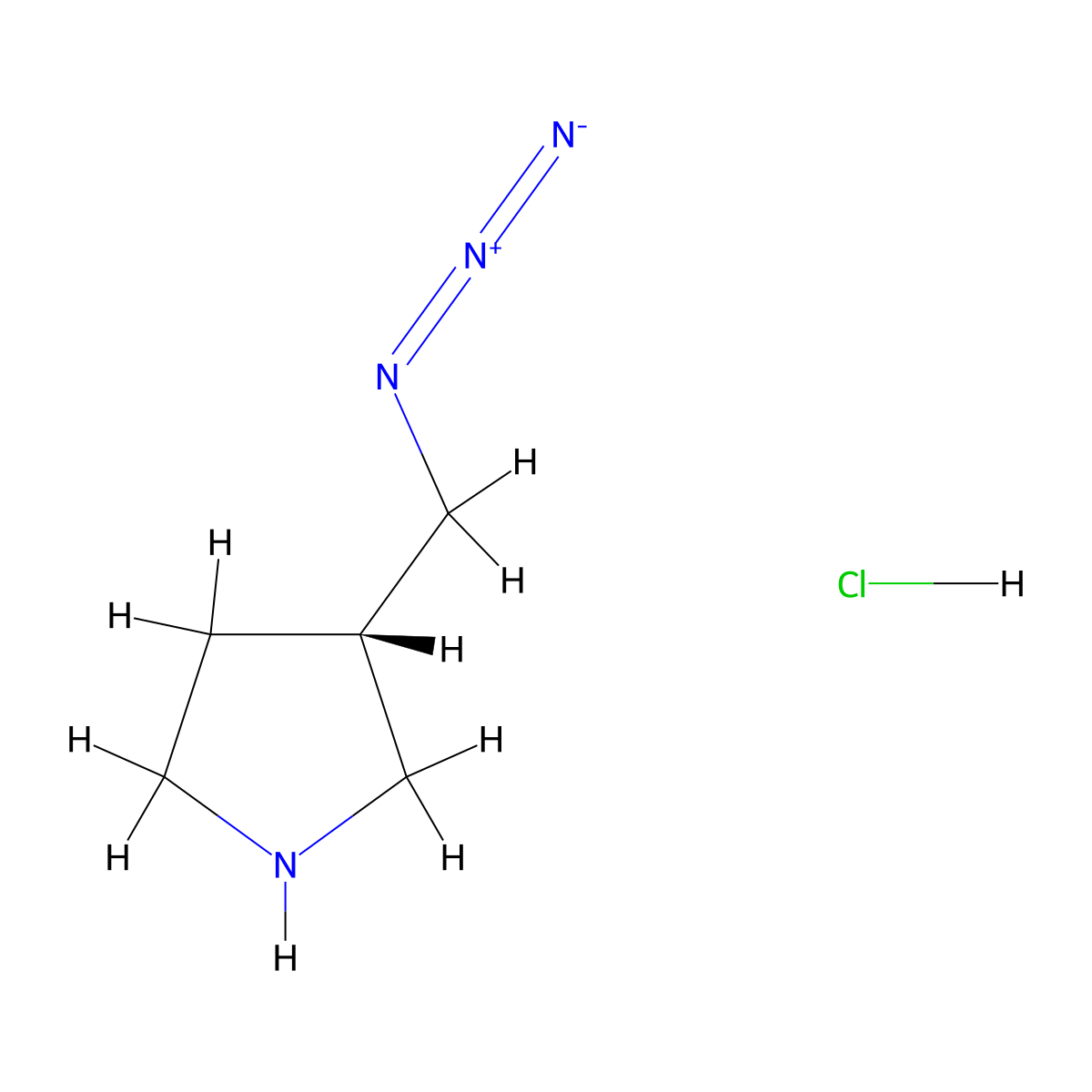 (3S)-3-(azidomethyl)pyrrolidine hydrochloride molecular structure, CAS 2757699-03-7