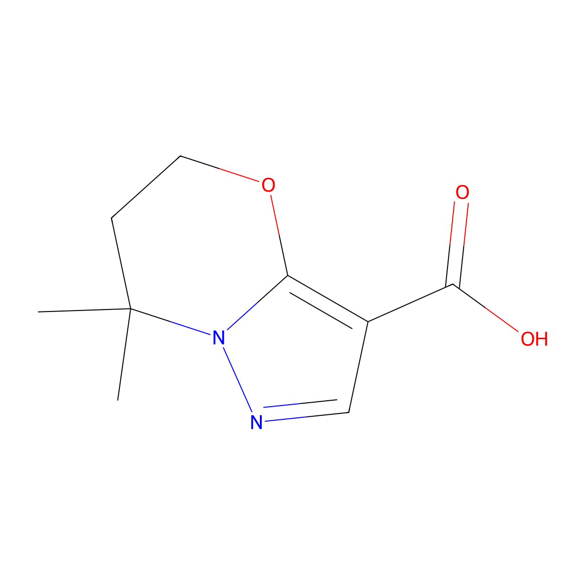 7,7-Dimethyl-6,7-dihydro-5H-pyrazolo[5,1-b][1,3]oxazine-3-carboxylic acid molecular structure, CAS 2757729-77-2