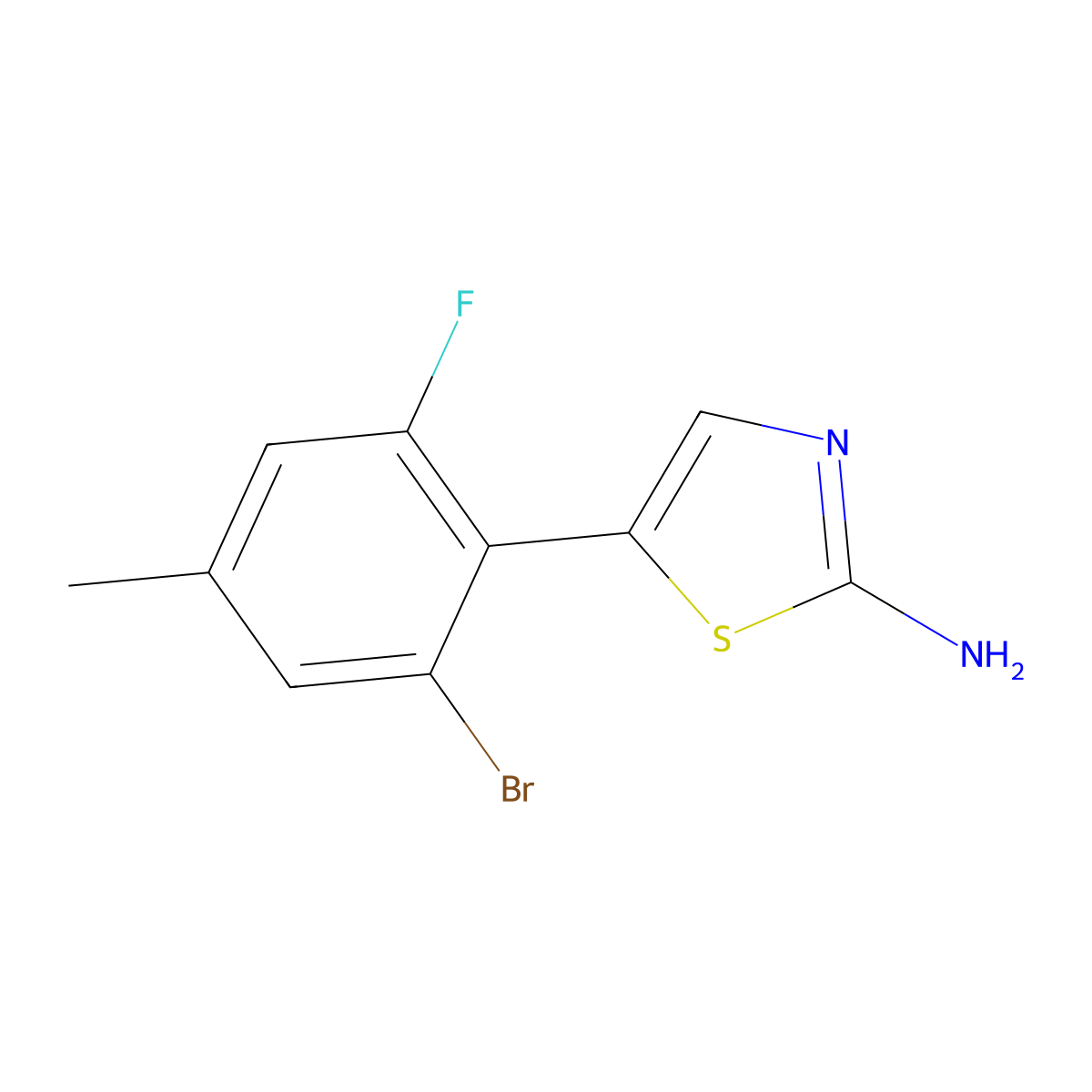 5-(2-Bromo-6-fluoro-4-methylphenyl)thiazol-2-amine molecular structure, CAS 2757729-79-4