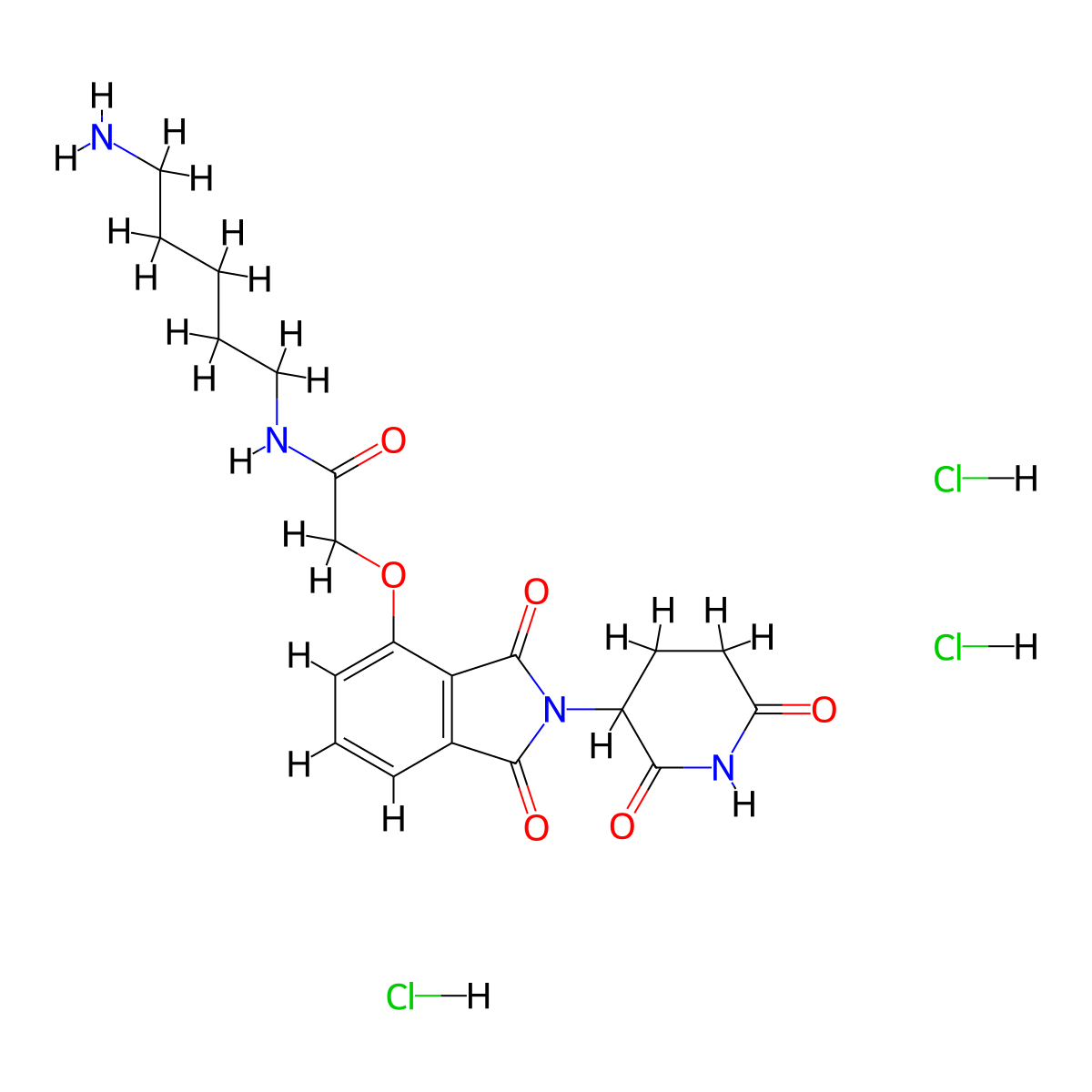 N-(5-Aminopentyl)-2-((2-(2,6-dioxopiperidin-3-yl)-1,3-dioxoisoindolin-4-yl)oxy)acetamide trihydrochloride molecular structure, CAS 2757729-89-6