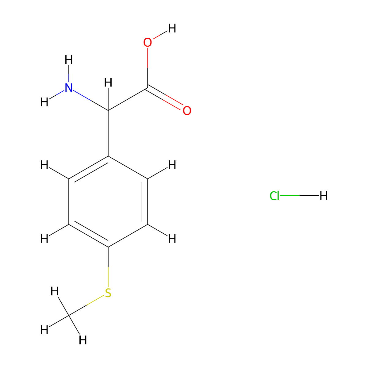 2-Amino-2-(4-(methylthio)phenyl)acetic acid hydrochloride molecular structure, CAS 2757729-92-1